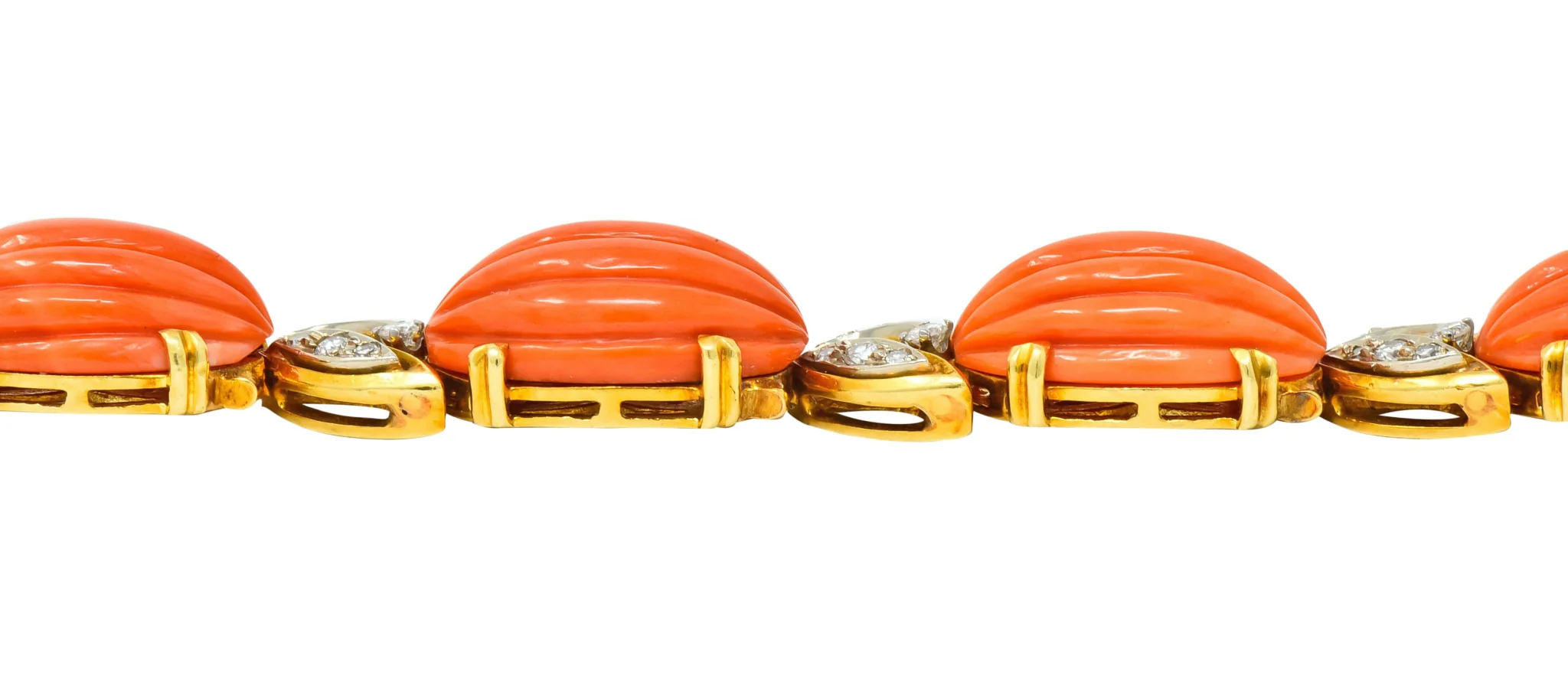 Tiffany & Co. Diamond Coral Platinum-Topped 18 Karat Gold Link Bracelet - Image 10