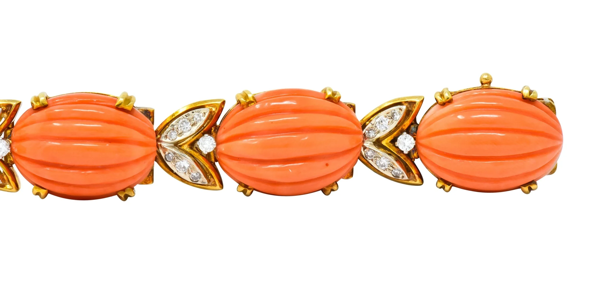 Tiffany & Co. Diamond Coral Platinum-Topped 18 Karat Gold Link Bracelet - Image 5