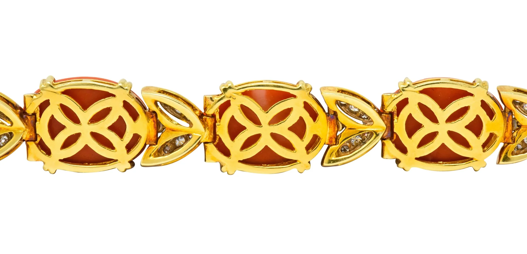 Tiffany & Co. Diamond Coral Platinum-Topped 18 Karat Gold Link Bracelet - Image 9