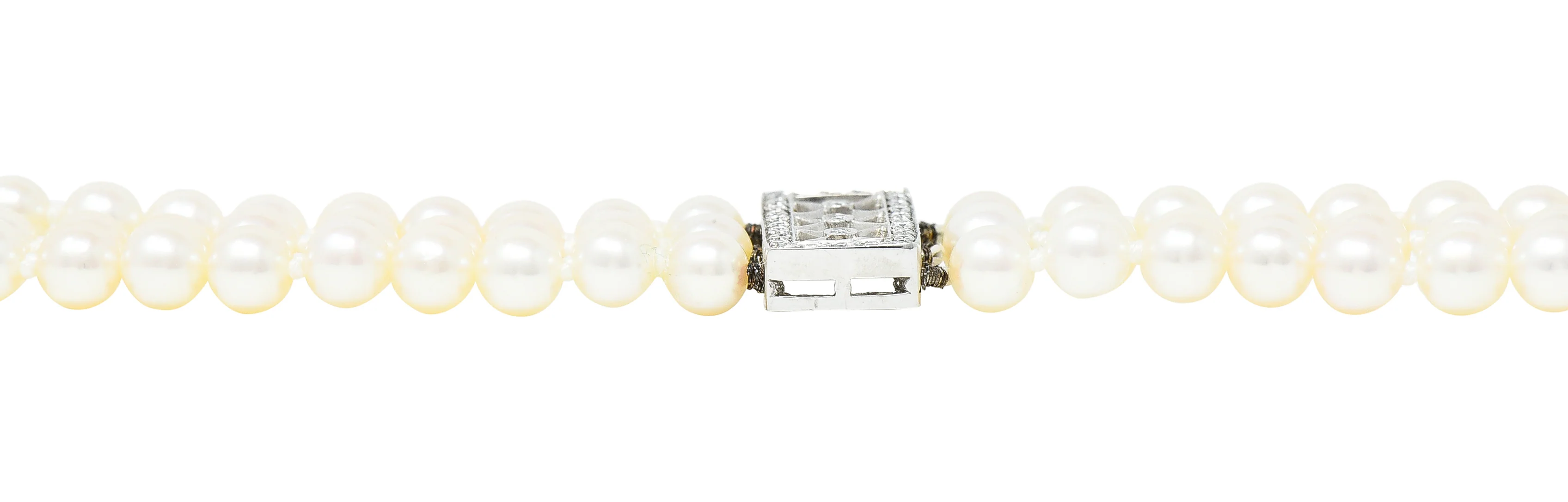Tiffany & Co. Diamond Pearl Platinum Voile Three Strand Station Bracelet - Image 8