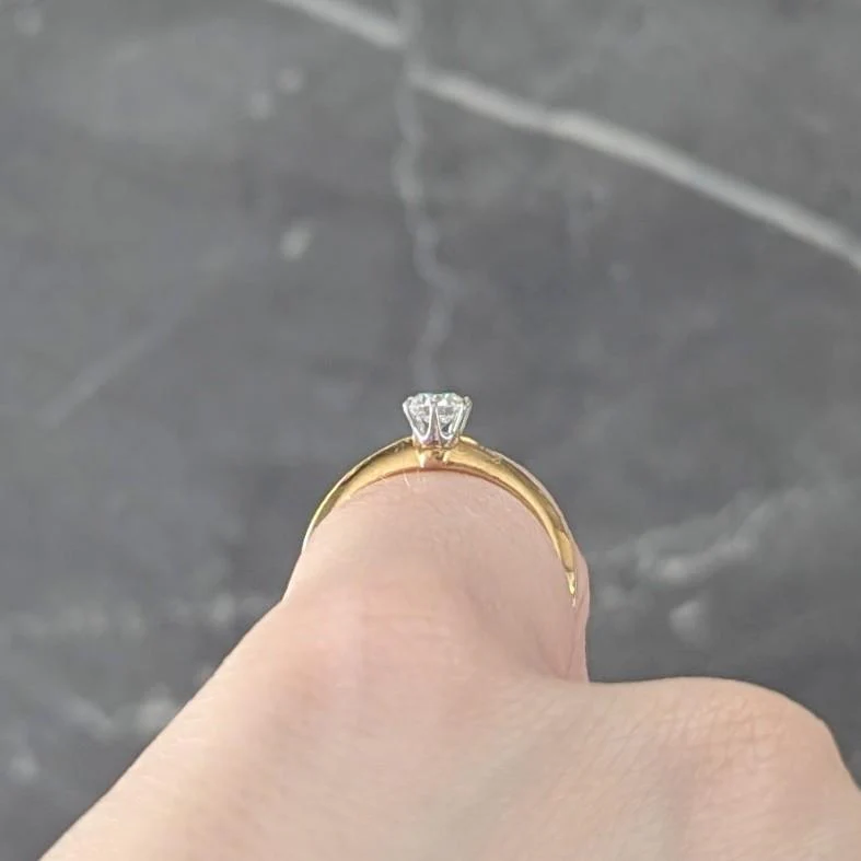 Tiffany & Co. Diamond Platinum 18 Karat Yellow Gold Vintage Solitaire Engagement Ring - Image 11