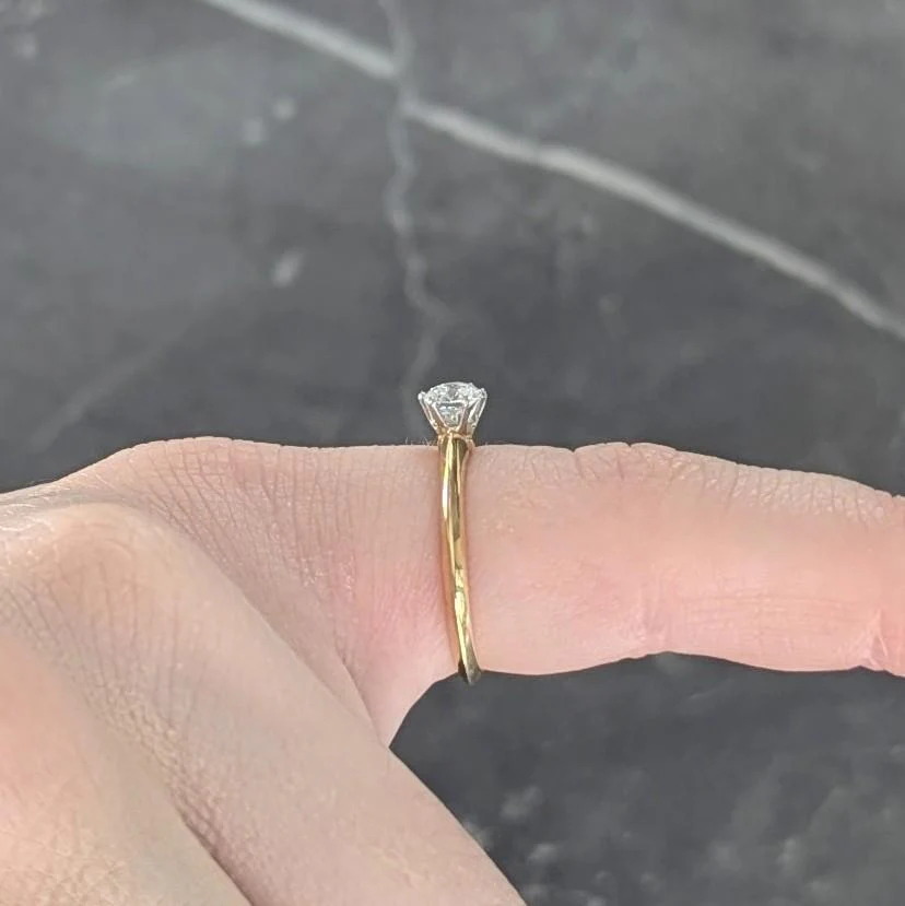 Tiffany & Co. Diamond Platinum 18 Karat Yellow Gold Vintage Solitaire Engagement Ring - Image 12