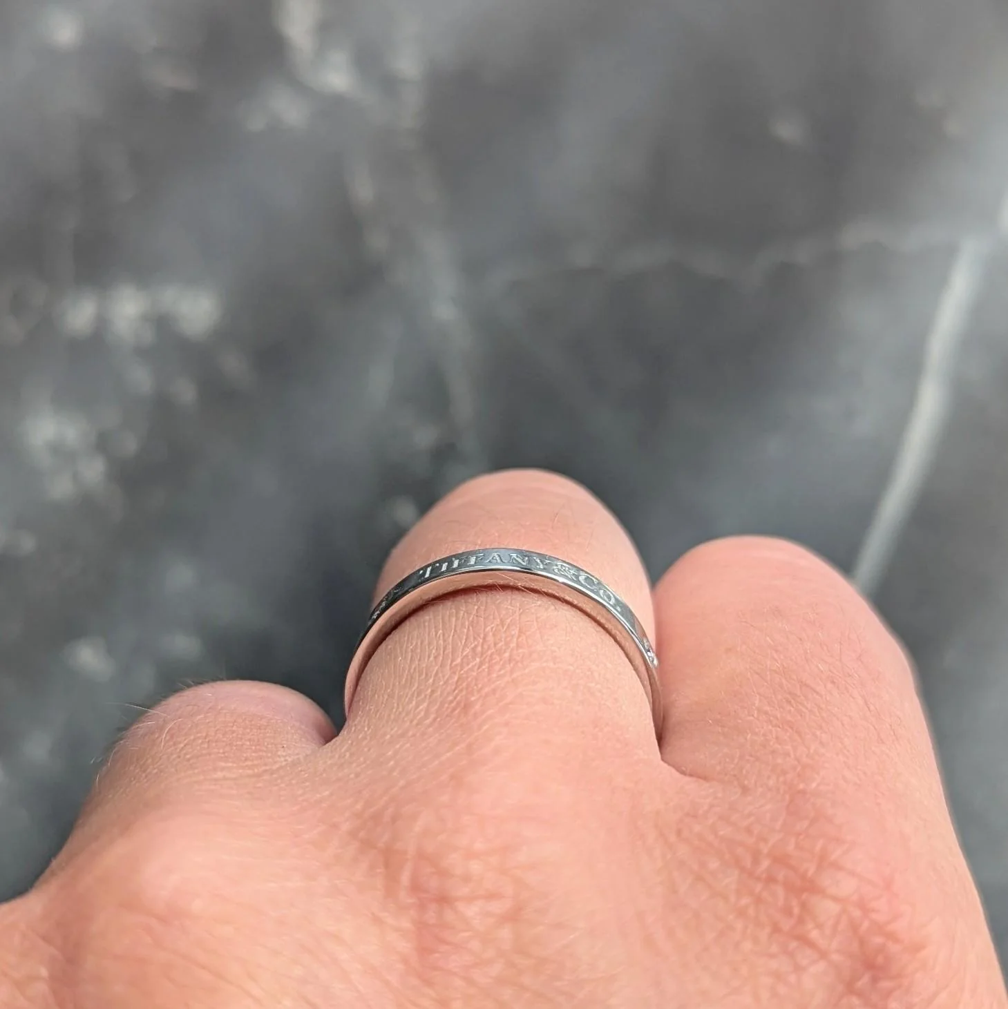 Tiffany & Co. Diamond Platinum Contemporary Logo Band Ring - Image 8