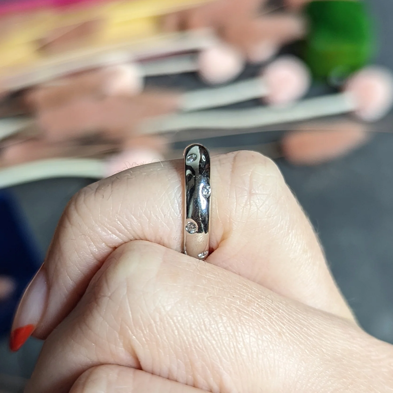 Tiffany & Co. Diamond Platinum Etoile Band Ring - Image 10