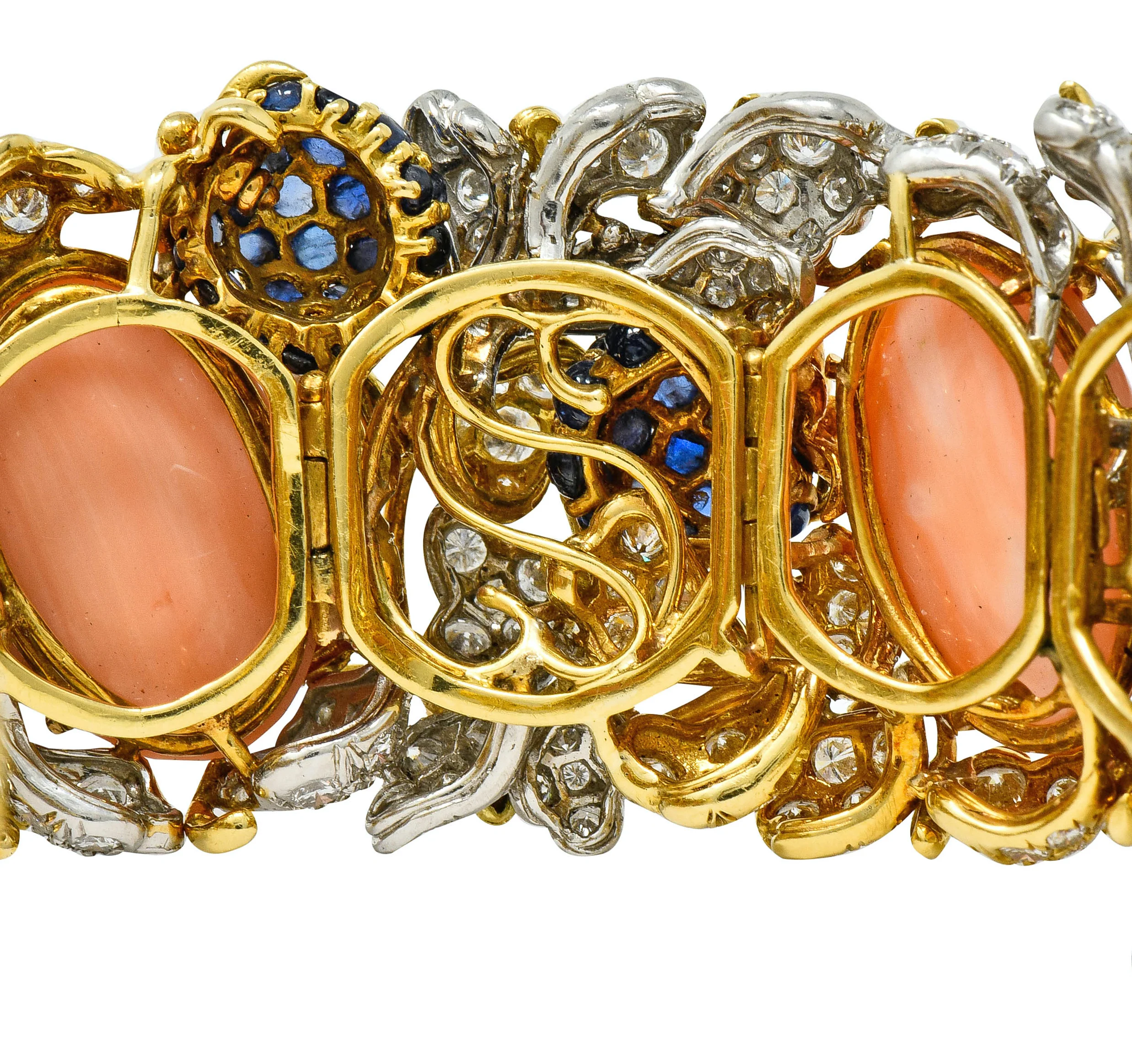 Tiffany & Co. Donald Claflin Diamond Sapphire Coral Platinum 18 Karat Gold Sumptuous Berry Bracelet - Image 5