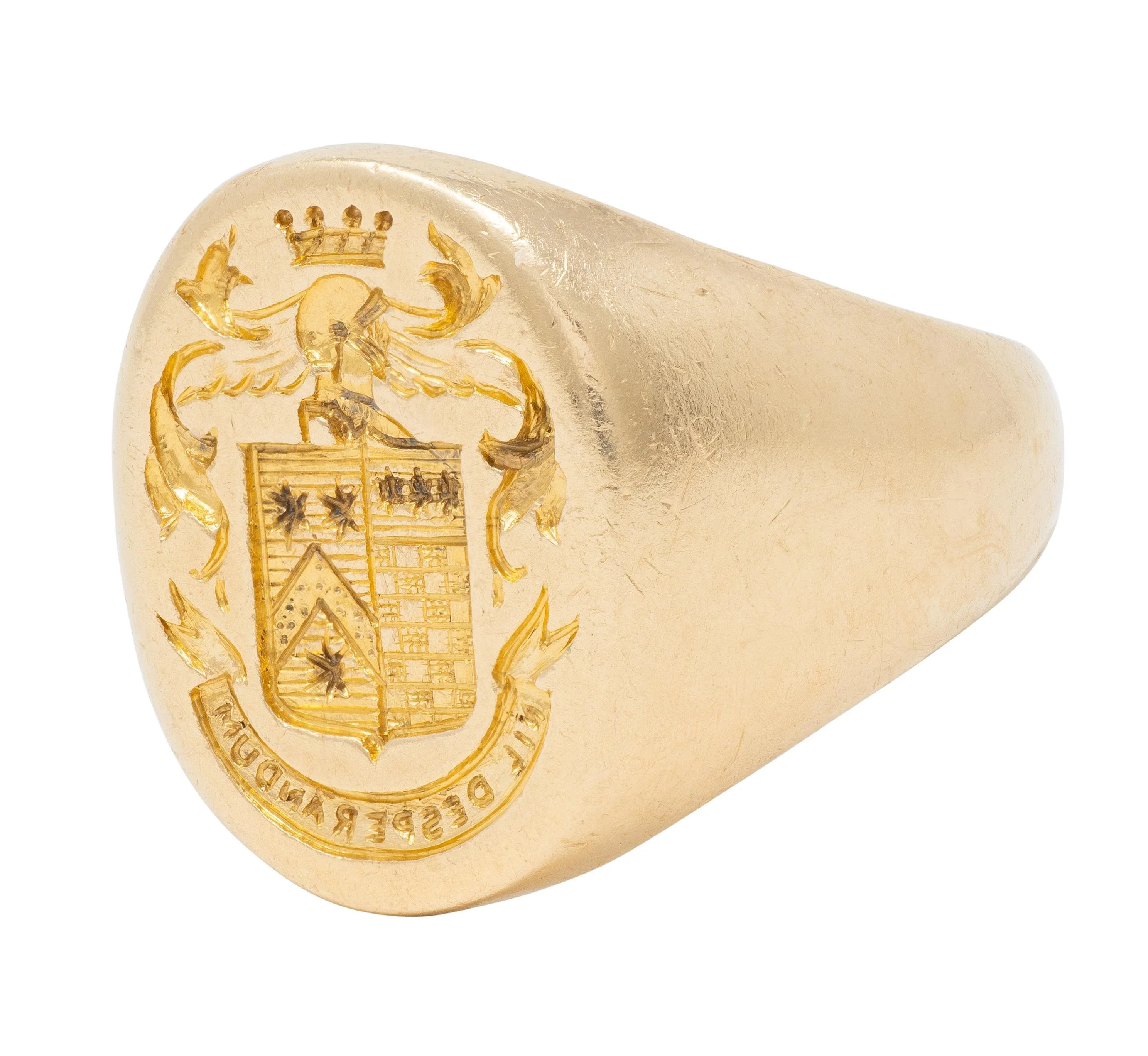 Tiffany & Co. Edwardian 14 Karat Yellow Gold Antique Unisex Heraldic Crest Signet Ring - Image 4