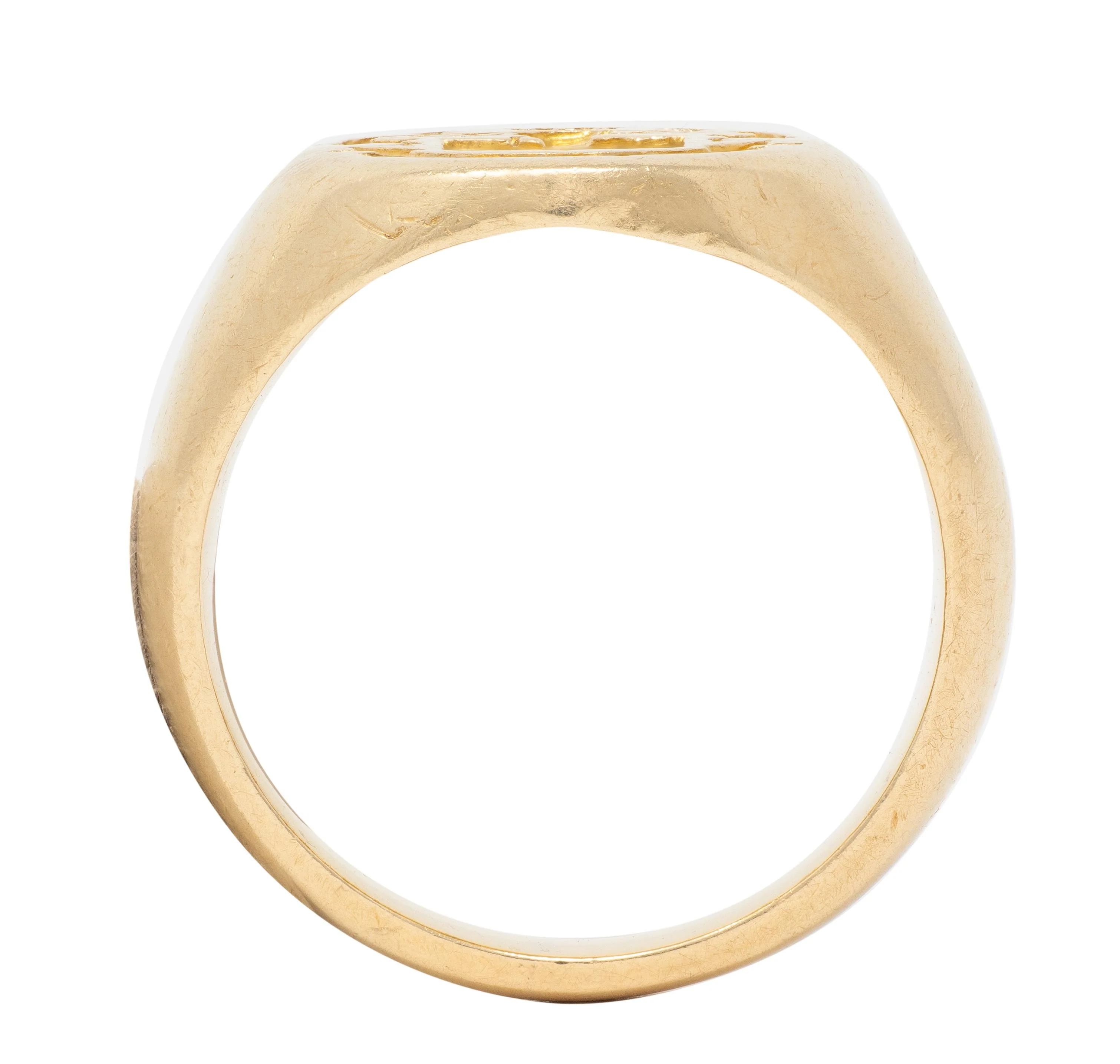 Tiffany & Co. Edwardian 14 Karat Yellow Gold Antique Unisex Heraldic Crest Signet Ring - Image 6