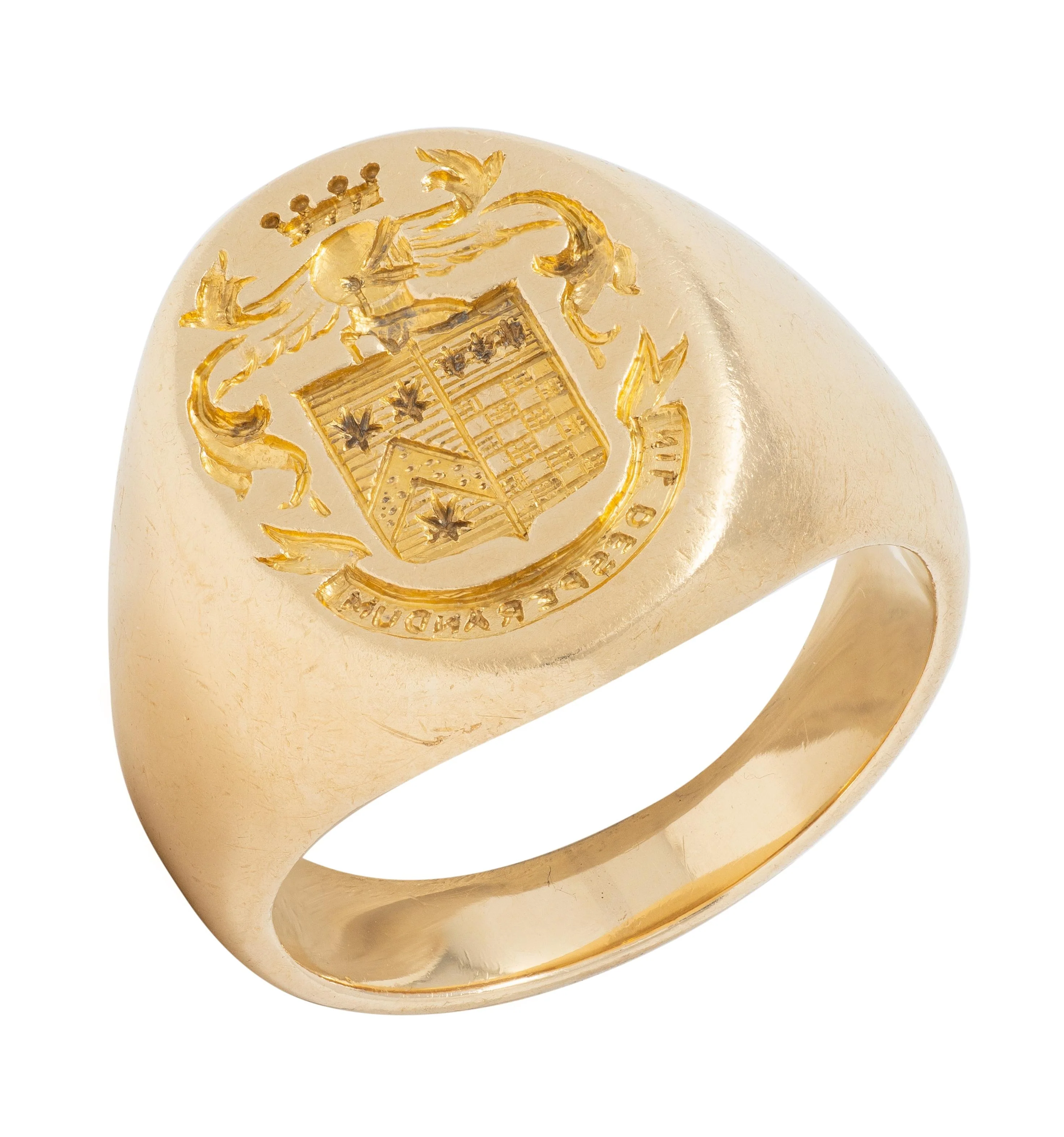 Tiffany & Co. Edwardian 14 Karat Yellow Gold Antique Unisex Heraldic Crest Signet Ring - Image 7