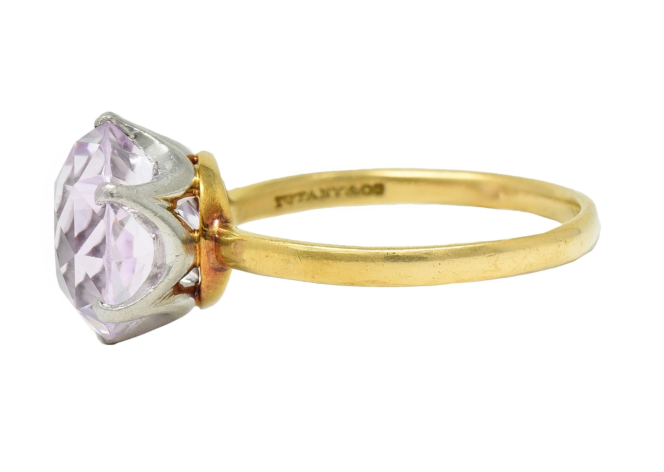 Tiffany & Co. Edwardian 4.62 CTW Kunzite Platinum 18 Karat Yellow Gold Antique Ring - Image 6