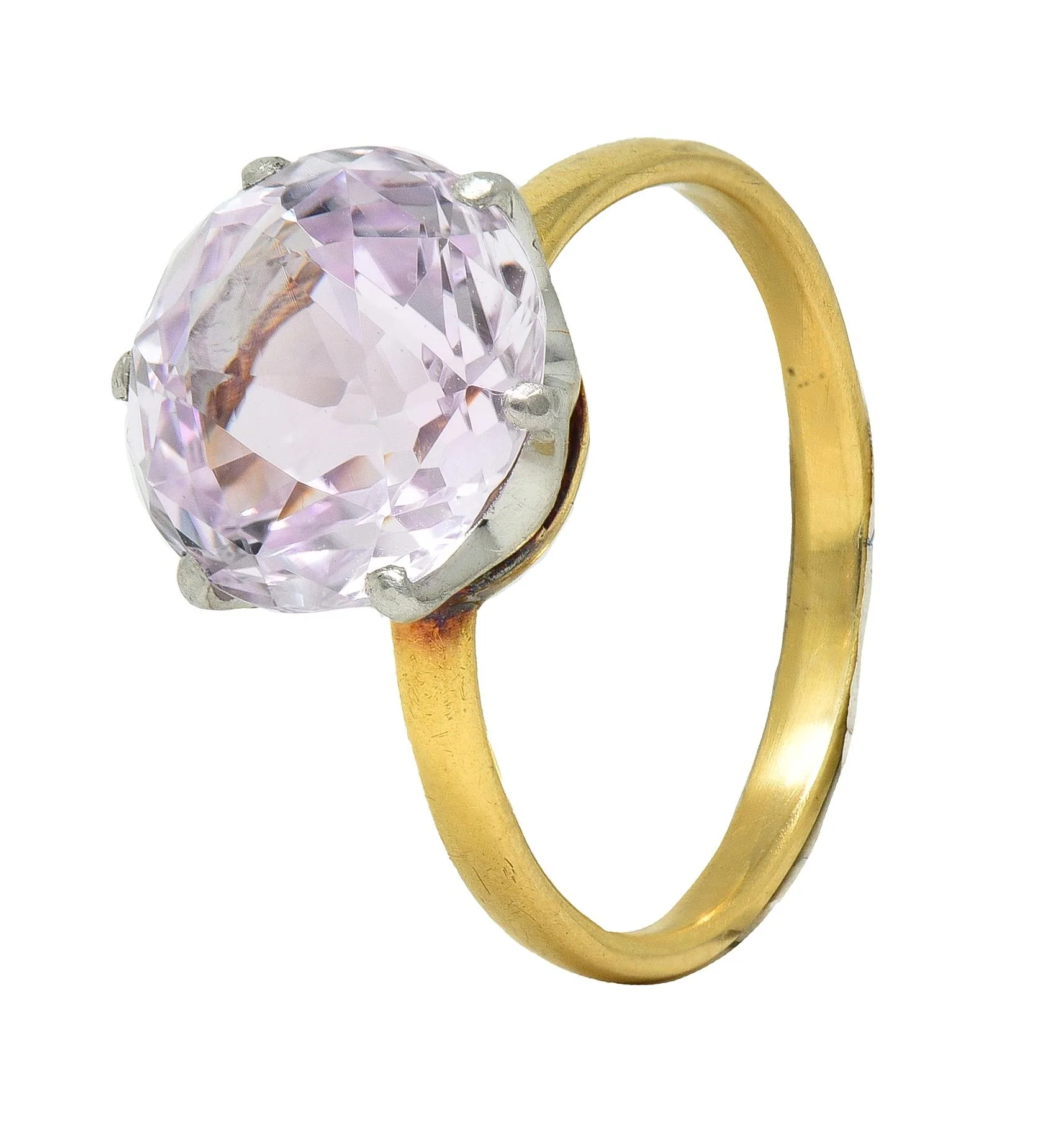 Tiffany & Co. Edwardian 4.62 CTW Kunzite Platinum 18 Karat Yellow Gold Antique Ring - Image 9