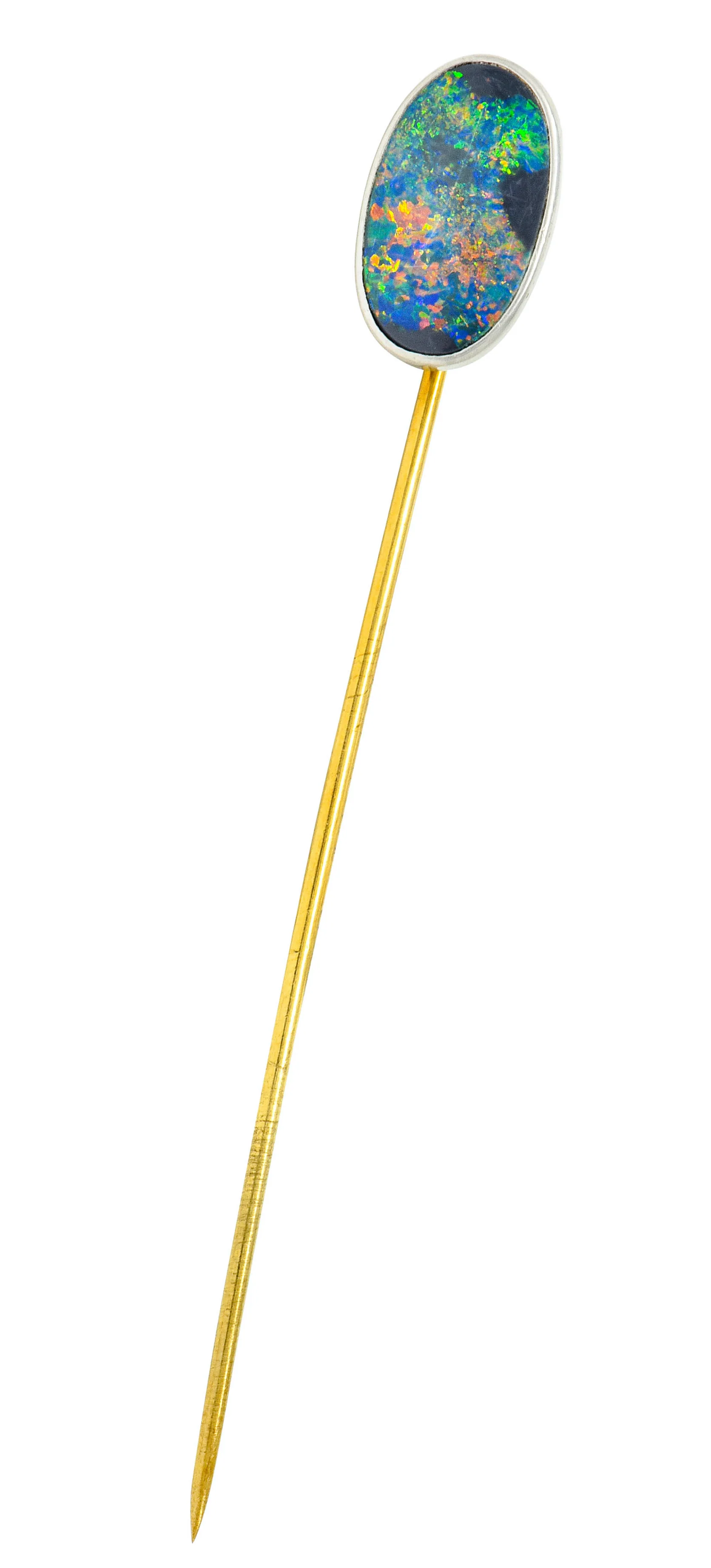 Tiffany & Co. Edwardian Black Opal Platinum 18 Karat Gold Stickpin - Image 2