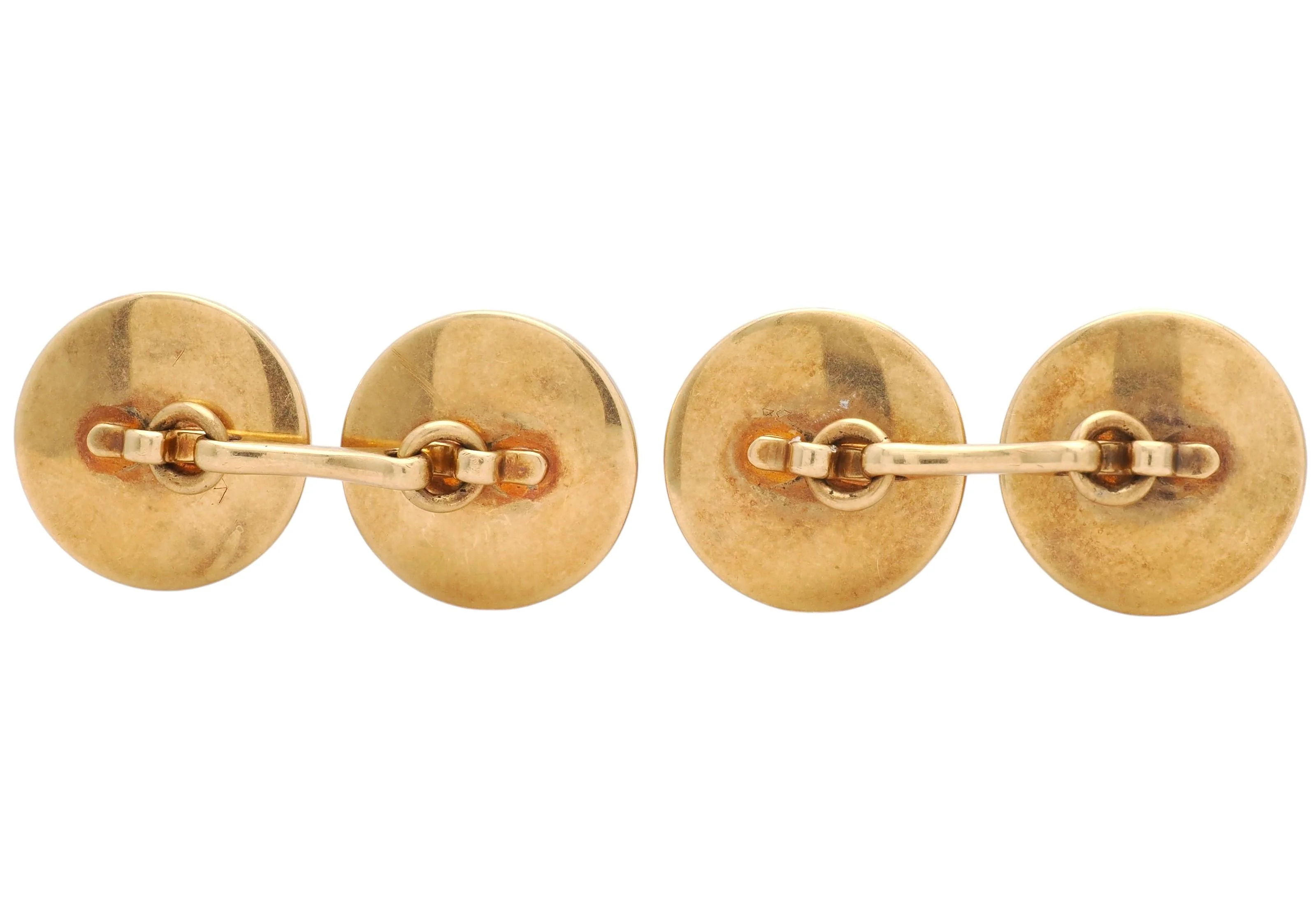 Tiffany & Co. Edwardian Essex Crystal Quartz 14 Karat Yellow Gold Antique Horse Equestrian Cufflinks - Image 3
