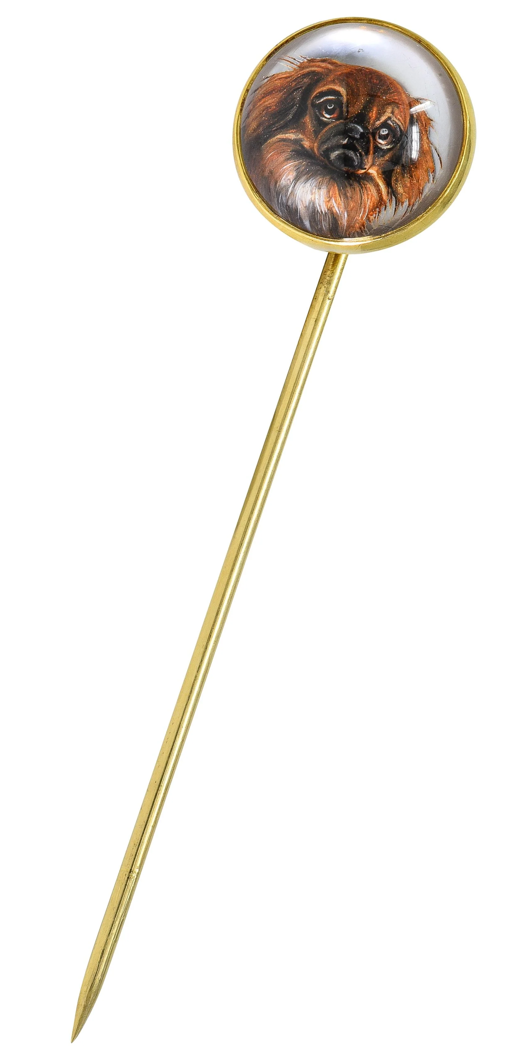 Tiffany & Co. Edwardian Essex Crystal Quartz 14 Karat Yellow Gold Antique Pekingese Dog Stickpin - Image 2