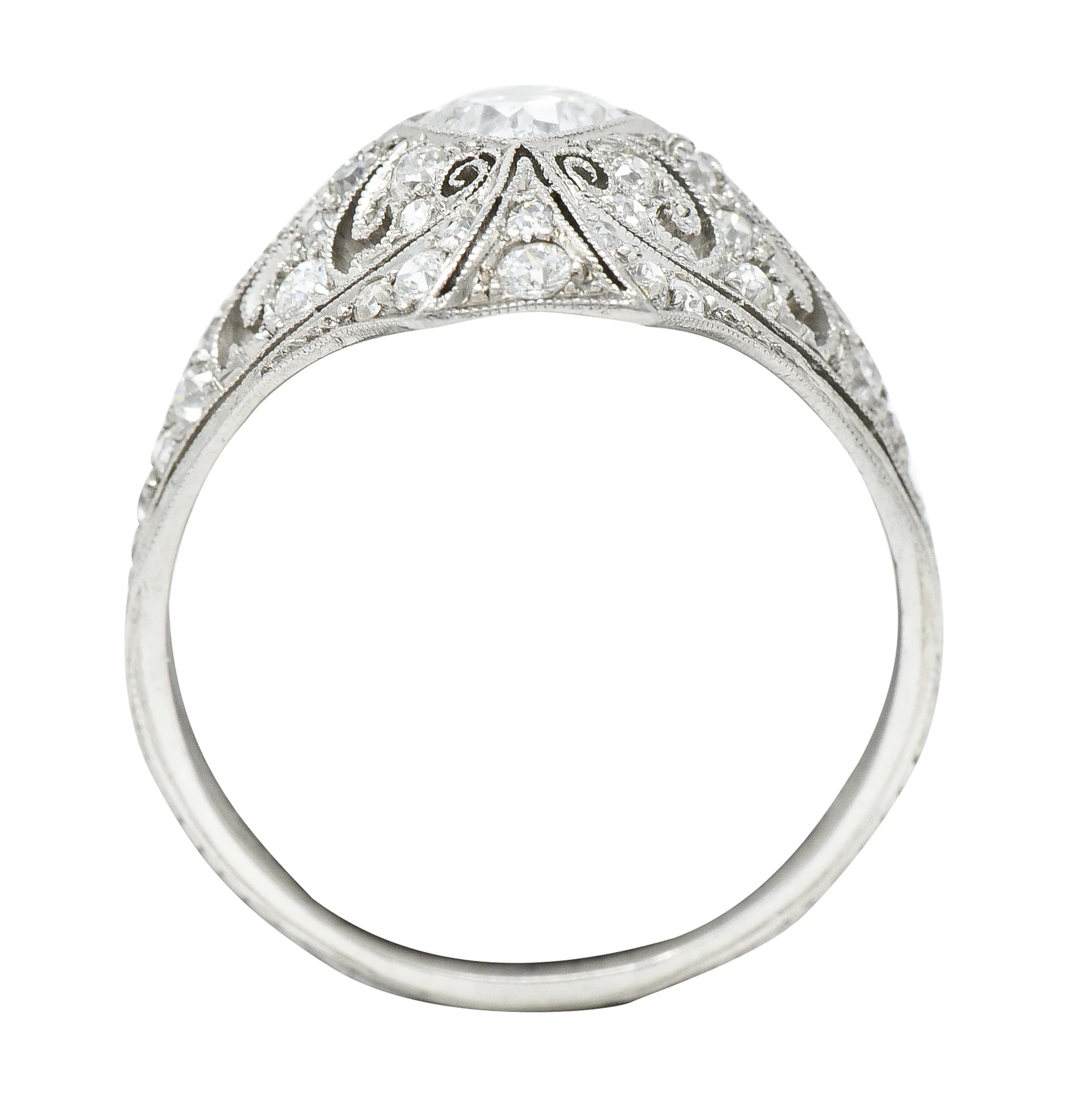 Tiffany & Co. Edwardian French Cut Diamond Platinum Scrolling Antique Dinner Ring - Image 8
