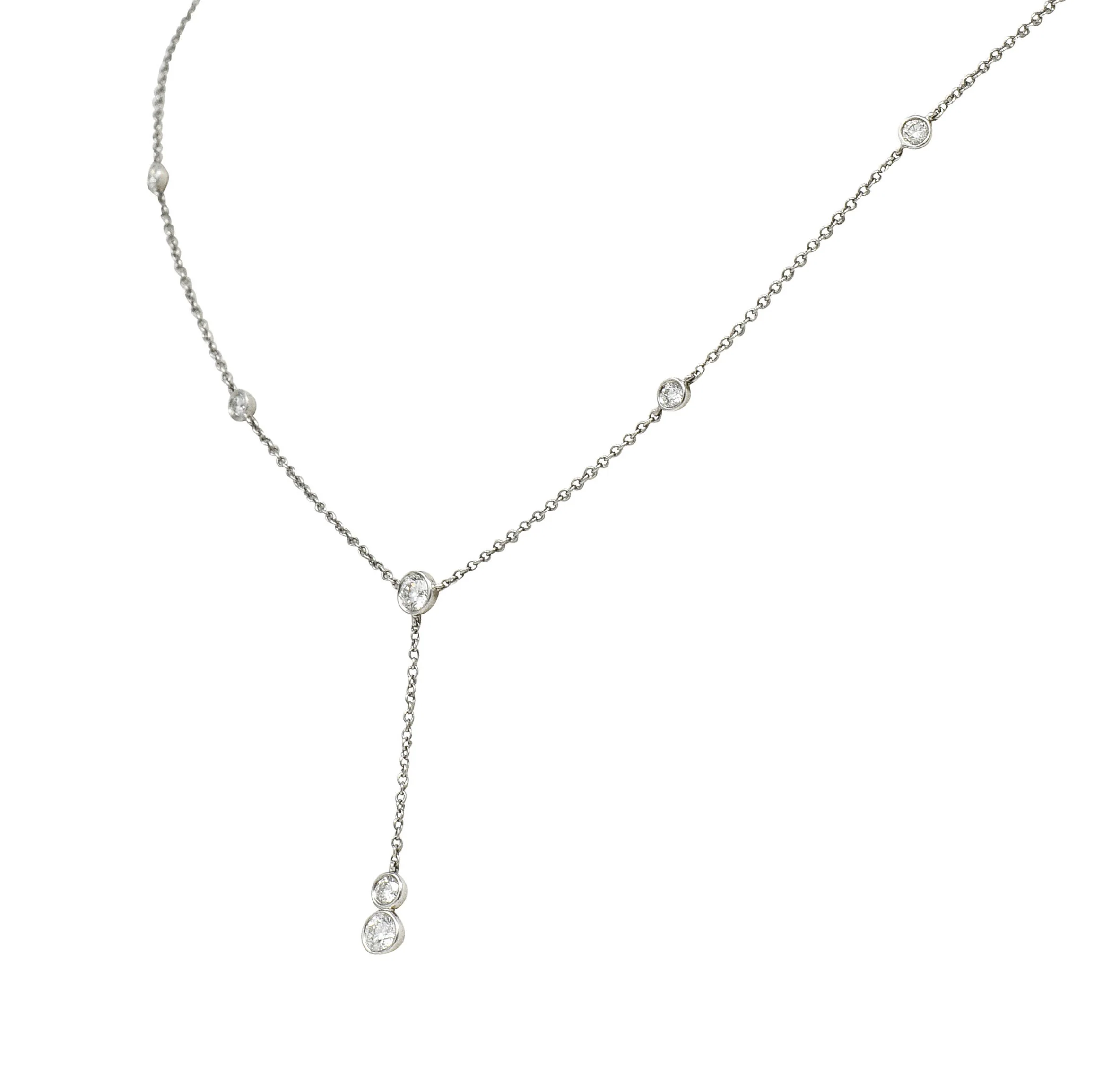 Tiffany & Co. Elsa Peretti 1.00 CTW Diamond Platinum Diamonds By The Yard Lariat Necklace - Image 5
