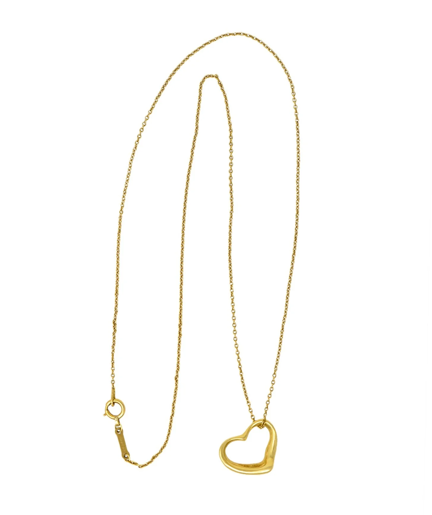 Tiffany & Co Elsa Peretti 18 Karat Gold Open Heart Necklace - Image 11