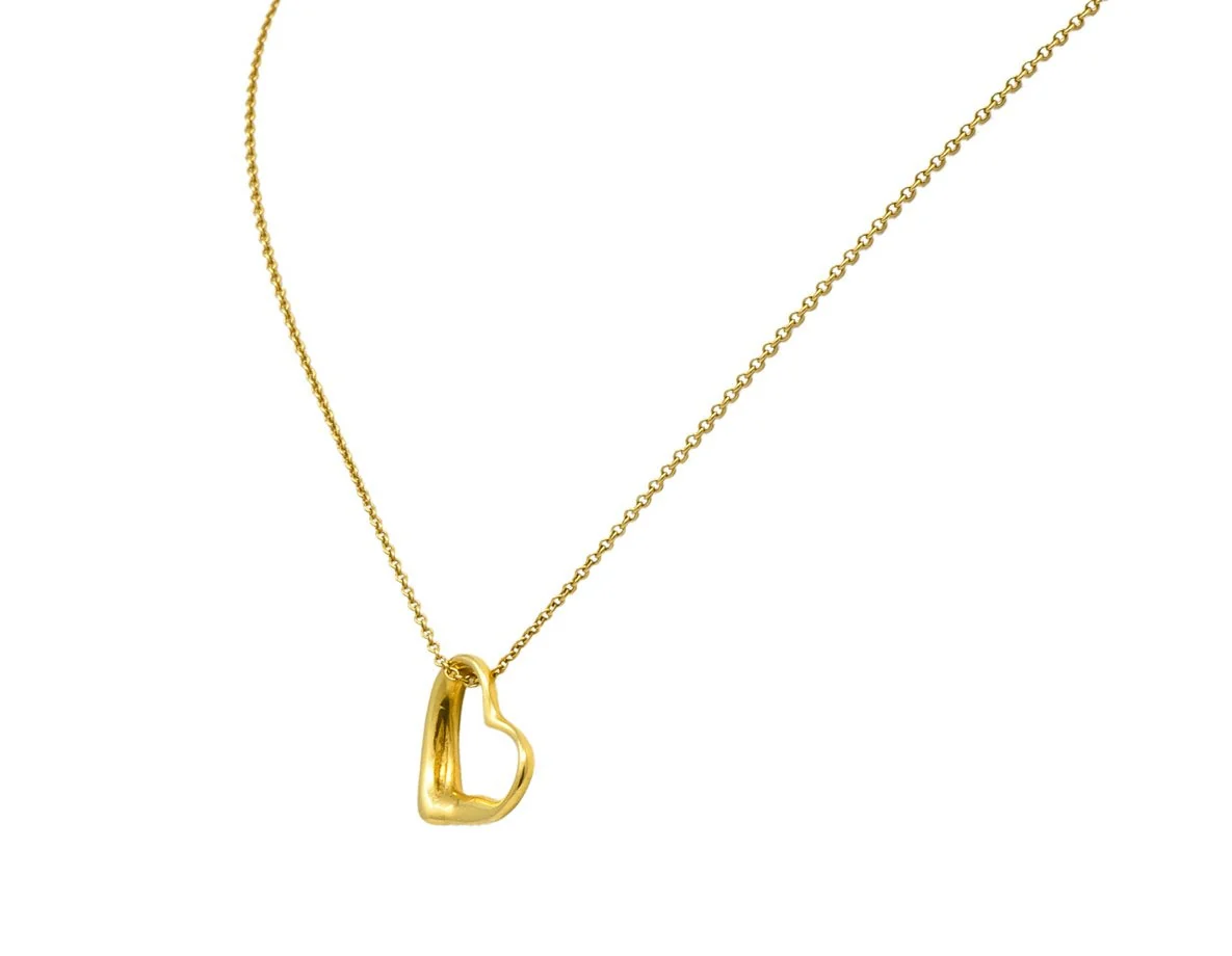 Tiffany & Co Elsa Peretti 18 Karat Gold Open Heart Necklace - Image 2