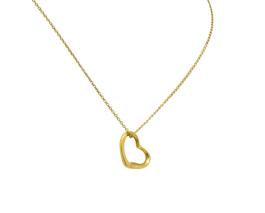 Tiffany & Co Elsa Peretti 18 Karat Gold Open Heart Necklace - Image 3