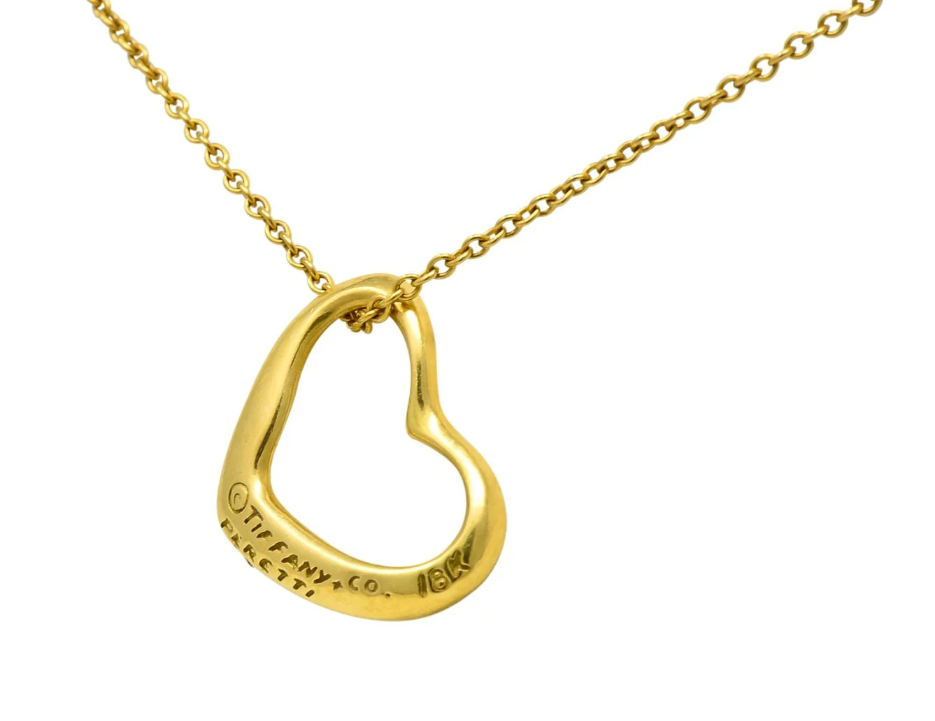 Tiffany & Co Elsa Peretti 18 Karat Gold Open Heart Necklace - Image 4