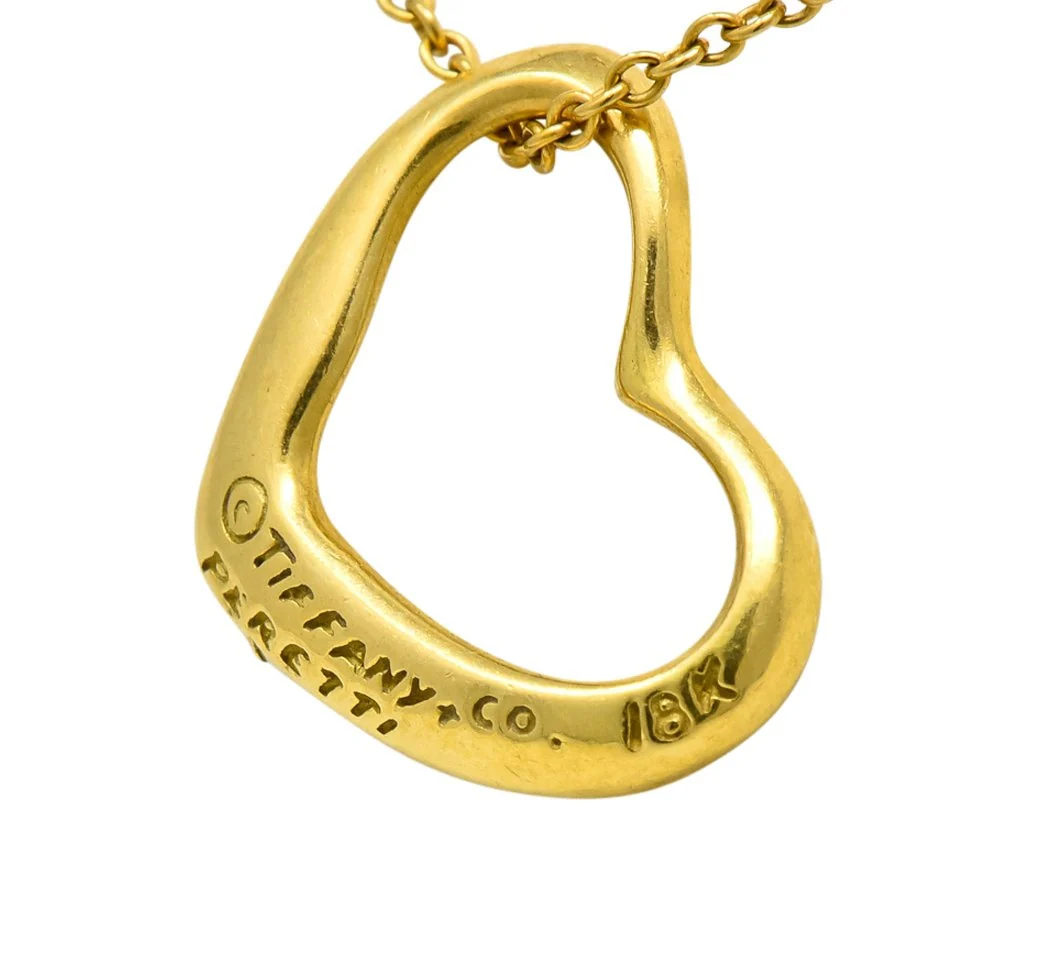 Tiffany & Co Elsa Peretti 18 Karat Gold Open Heart Necklace - Image 5