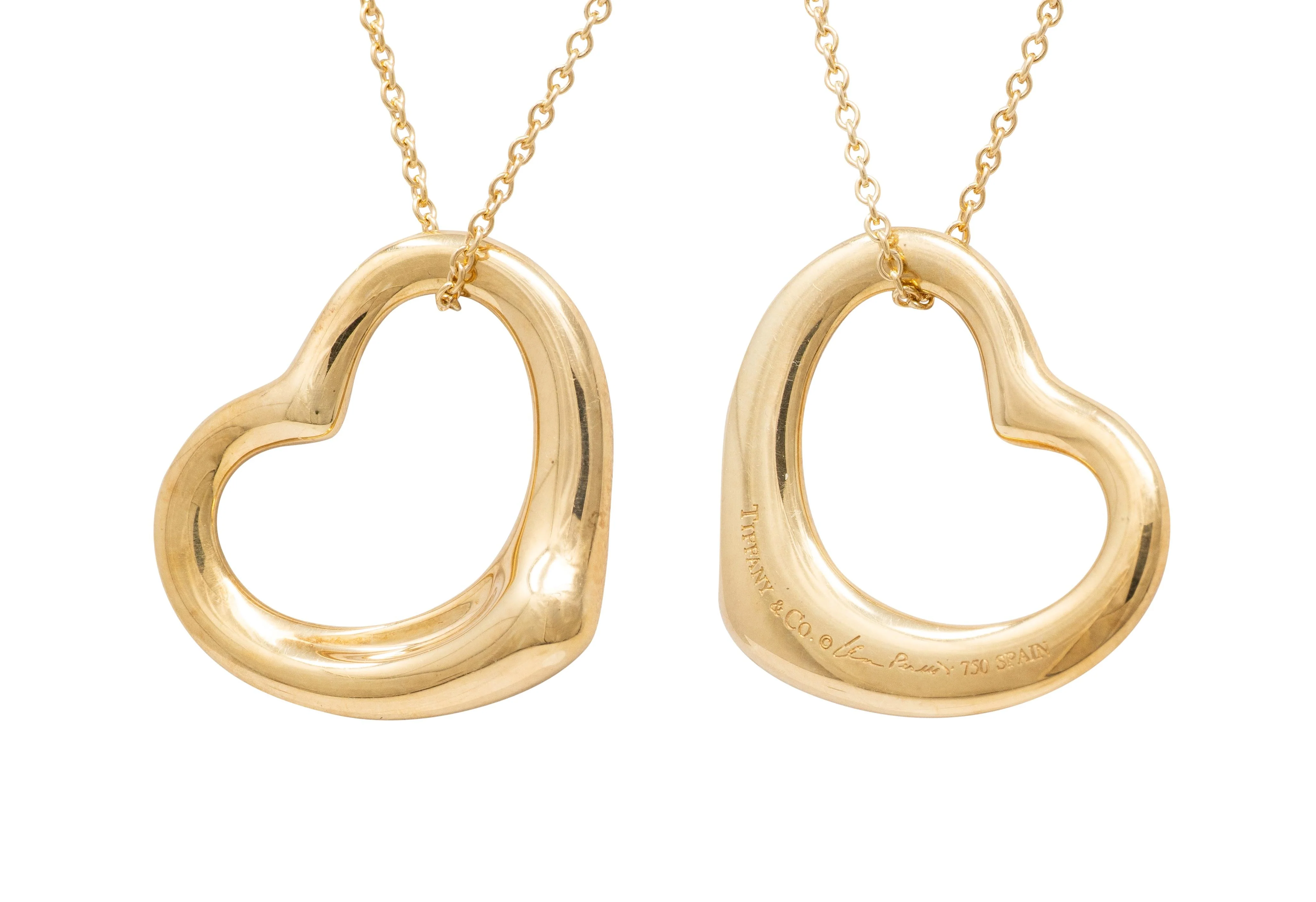 Tiffany & Co. Elsa Peretti 18 Karat Yellow Gold Open Heart Pendant Necklace - Image 10