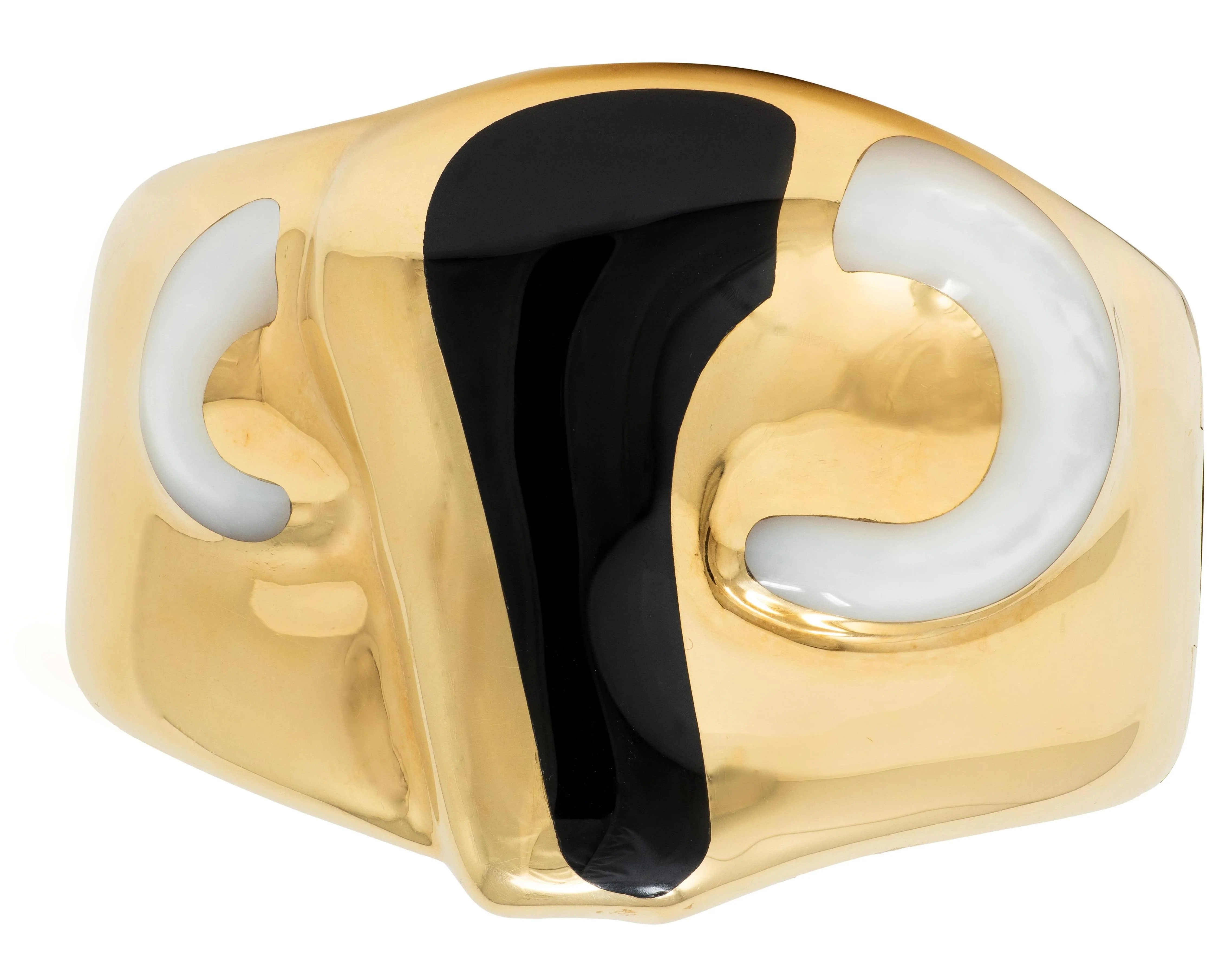 Tiffany & Co. Elsa Peretti 1970's Jade Mother-Of-Pearl 18 Karat Yellow Gold Inlay Vintage Zodiac Taurus Cuff Bracelet