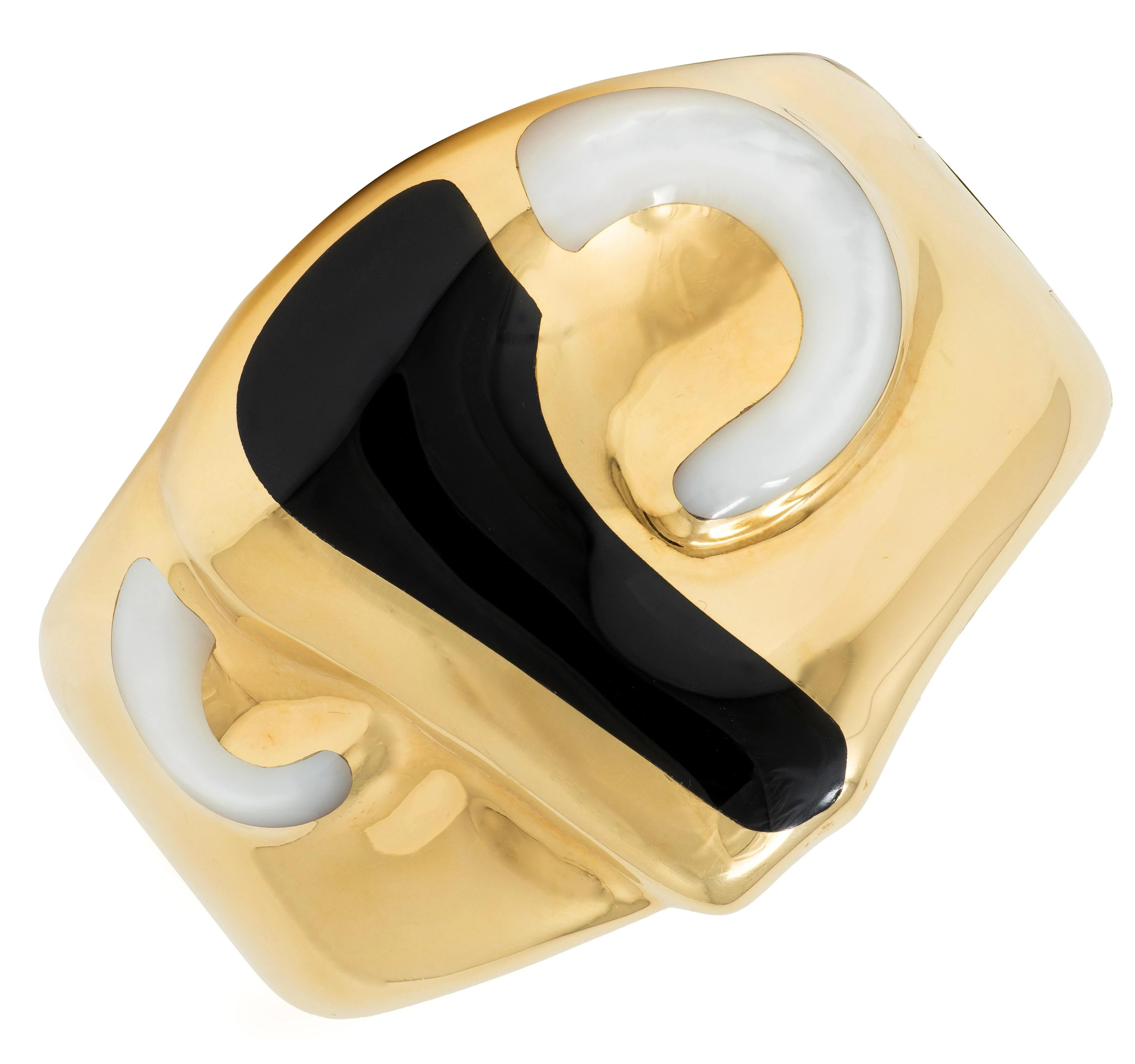 Tiffany & Co. Elsa Peretti 1970's Jade Mother-Of-Pearl 18 Karat Yellow Gold Inlay Vintage Zodiac Taurus Cuff Bracelet - Image 3