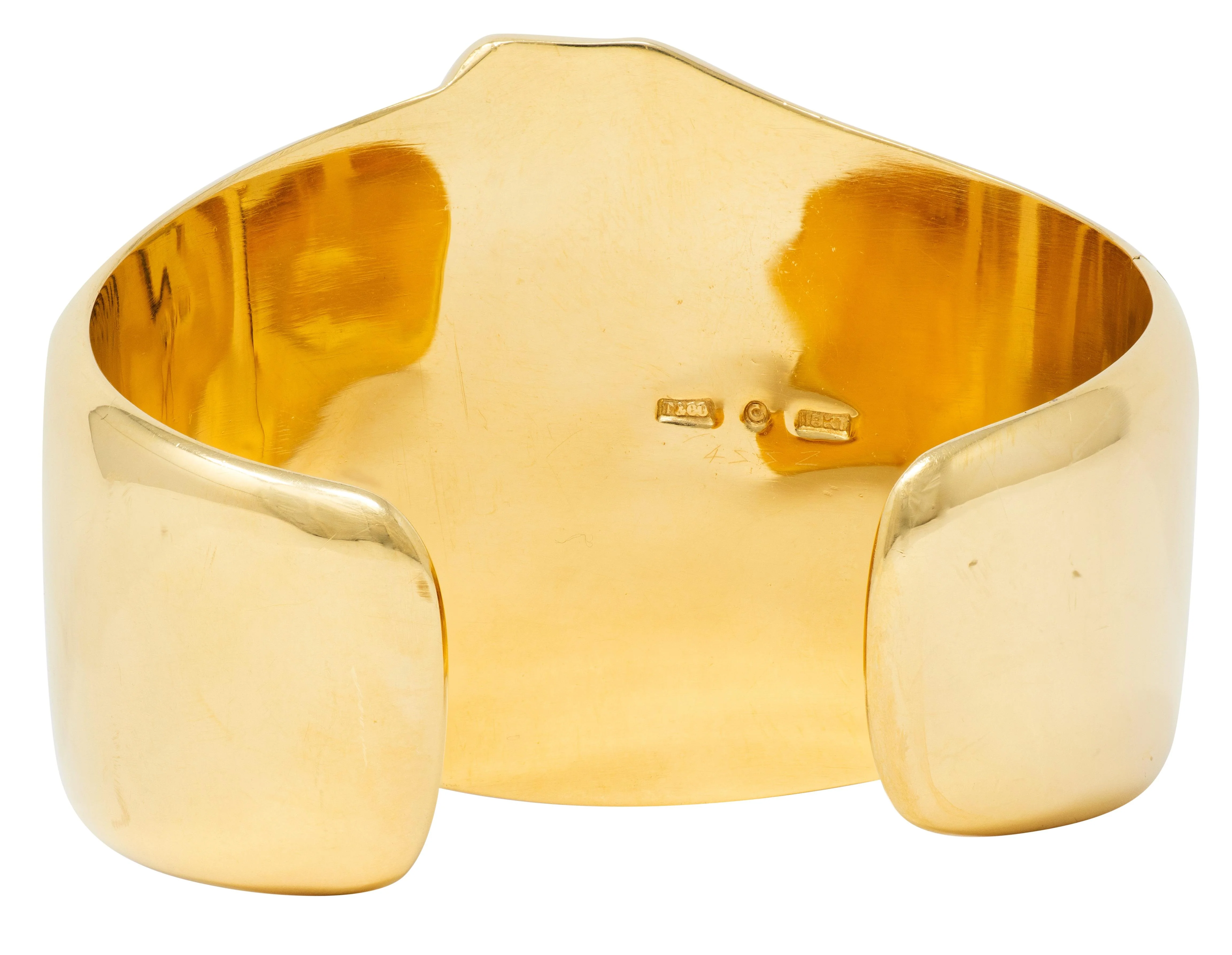 Tiffany & Co. Elsa Peretti 1970's Jade Mother-Of-Pearl 18 Karat Yellow Gold Inlay Vintage Zodiac Taurus Cuff Bracelet - Image 5