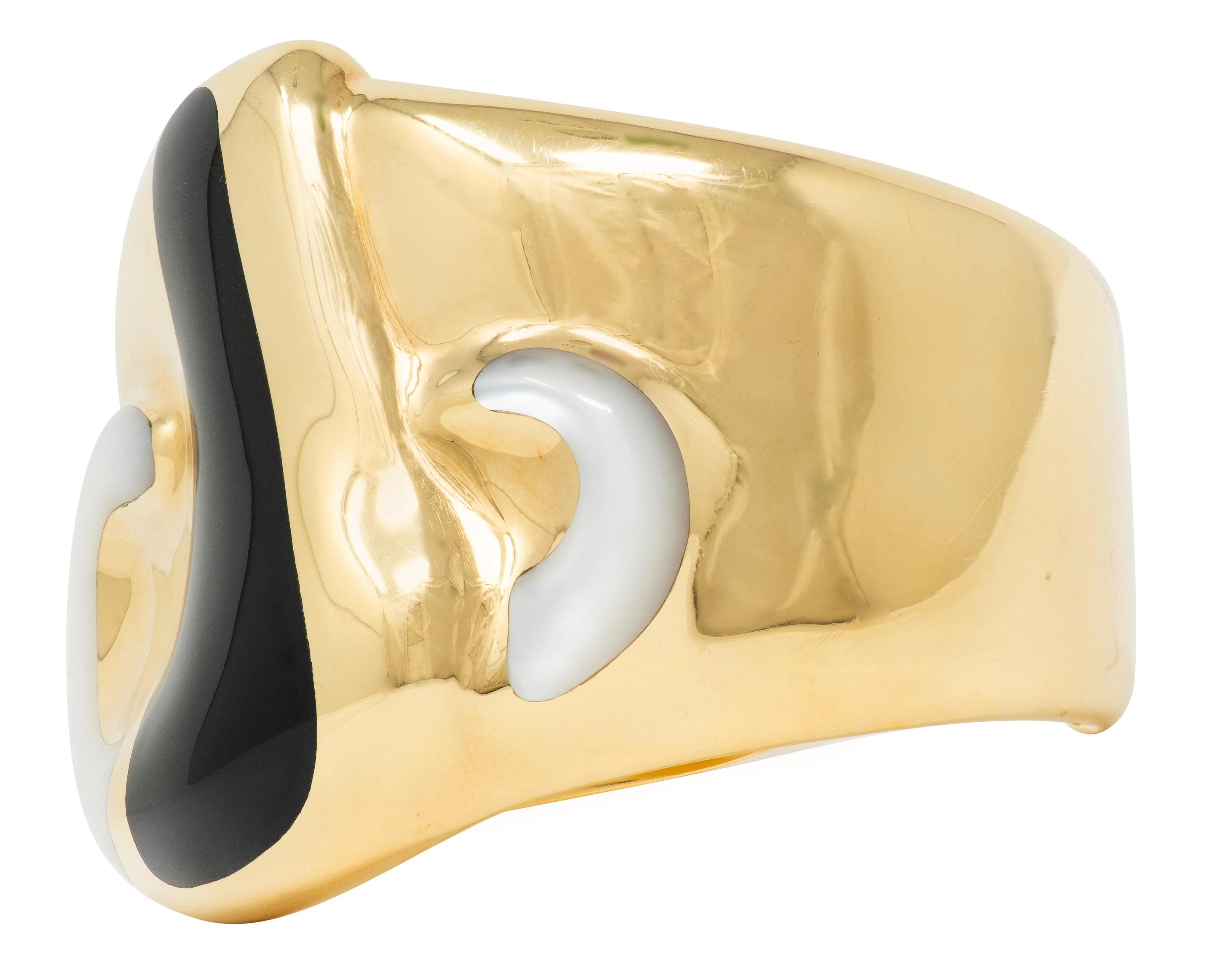 Tiffany & Co. Elsa Peretti 1970's Jade Mother-Of-Pearl 18 Karat Yellow Gold Inlay Vintage Zodiac Taurus Cuff Bracelet - Image 6