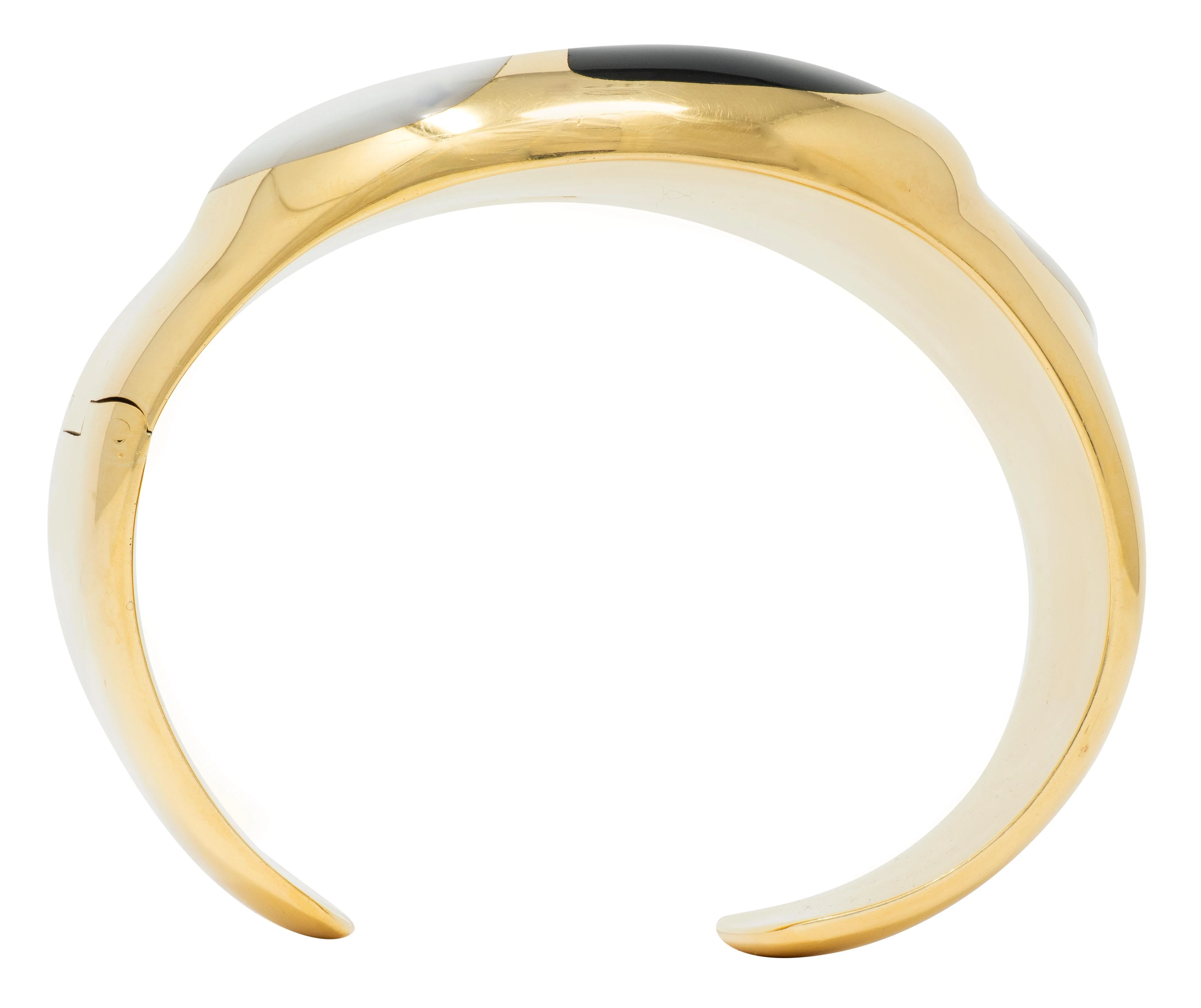 Tiffany & Co. Elsa Peretti 1970's Jade Mother-Of-Pearl 18 Karat Yellow Gold Inlay Vintage Zodiac Taurus Cuff Bracelet - Image 8