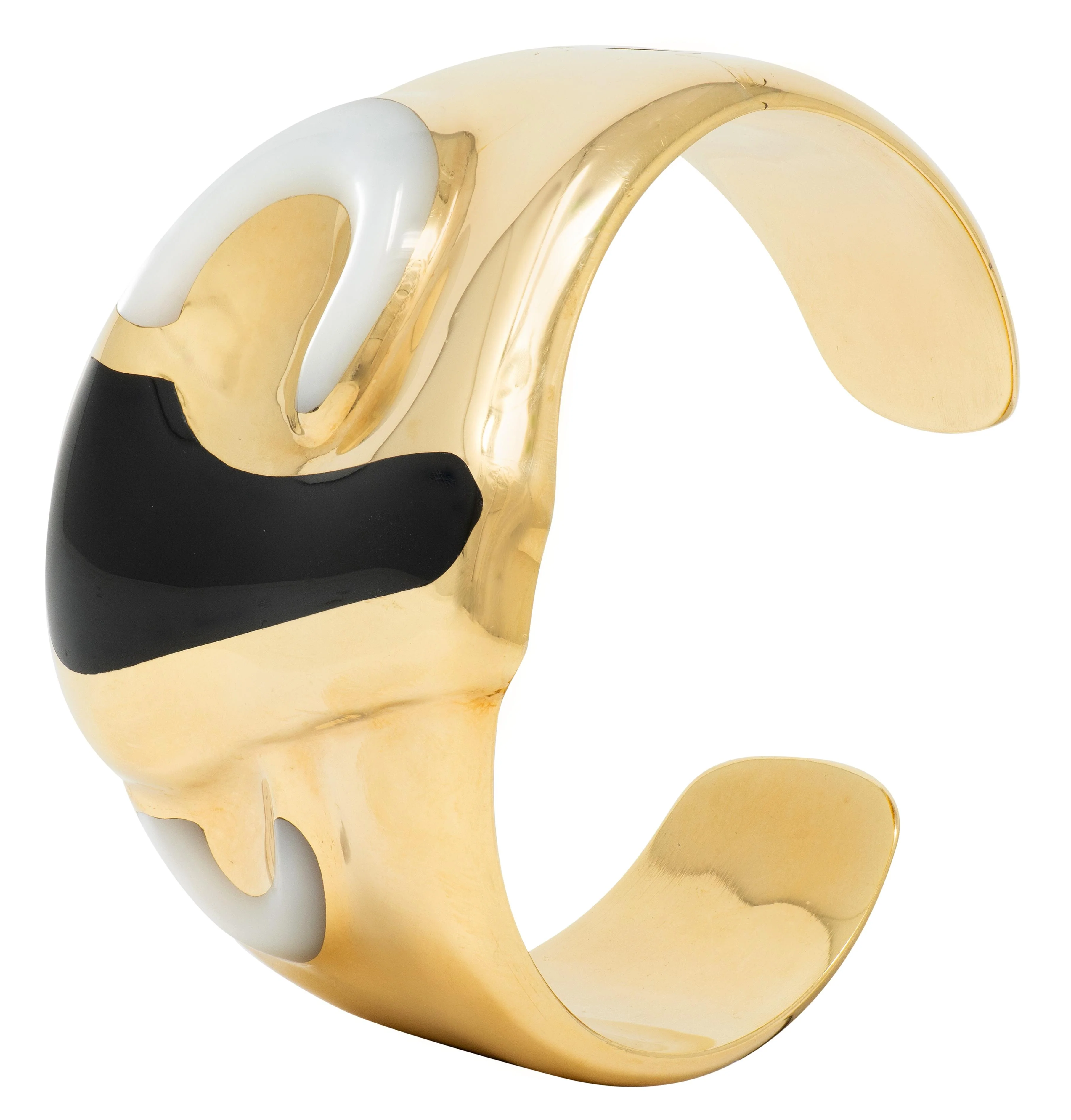 Tiffany & Co. Elsa Peretti 1970's Jade Mother-Of-Pearl 18 Karat Yellow Gold Inlay Vintage Zodiac Taurus Cuff Bracelet - Image 9