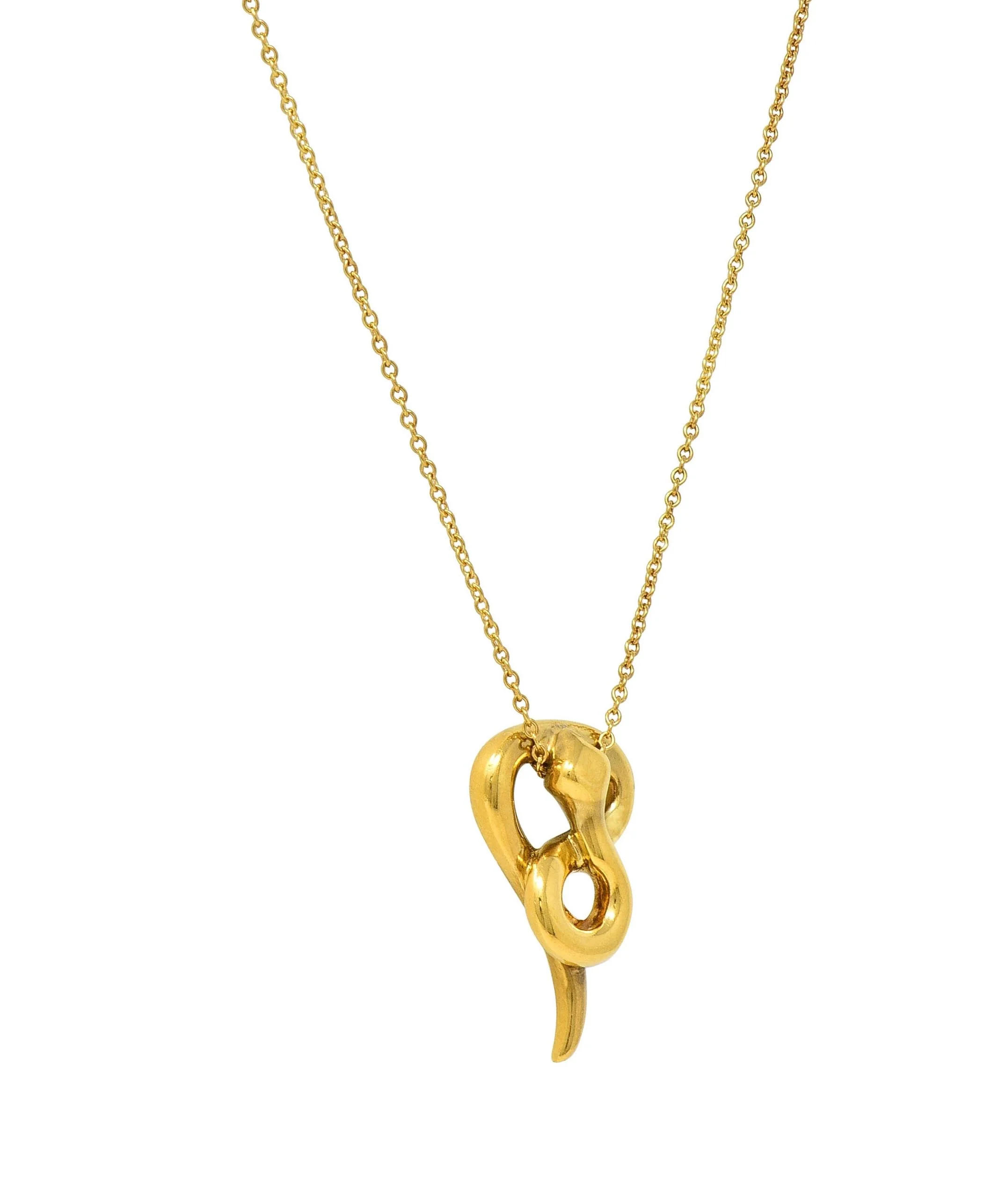 Tiffany & Co. Elsa Peretti 1979 18 Karat Yellow Gold Vintage Snake Chinese Zodiac Pendant Necklace - Image 6