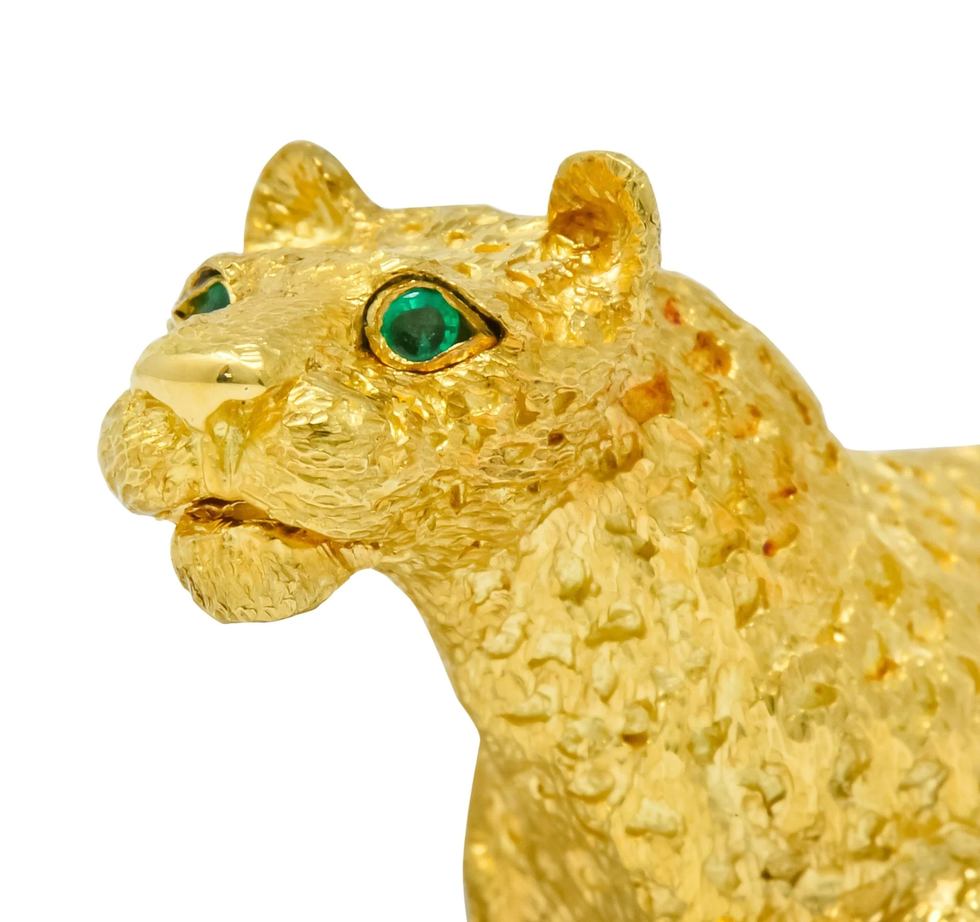 Tiffany & Co. Emerald 18 Karat Yellow Gold Leopard Brooch 1991 - Image 2