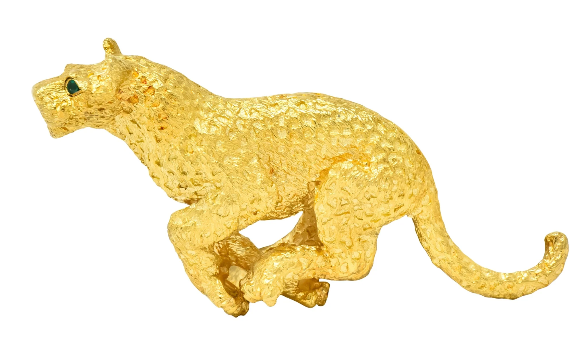 Tiffany & Co. Emerald 18 Karat Yellow Gold Leopard Brooch 1991 - Image 3