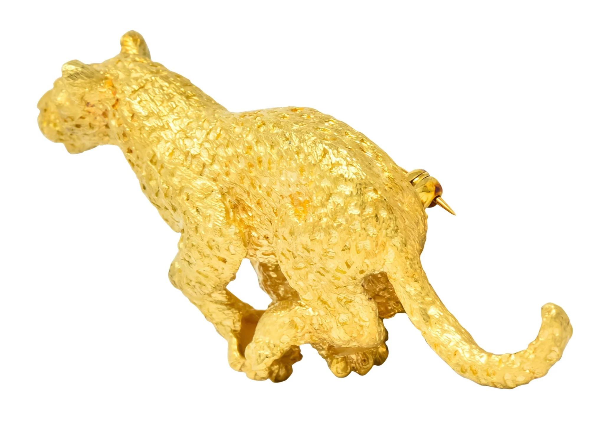 Tiffany & Co. Emerald 18 Karat Yellow Gold Leopard Brooch 1991 - Image 4