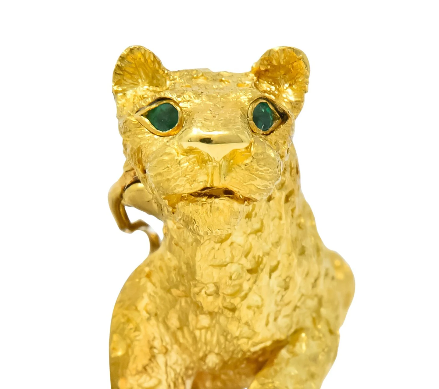 Tiffany & Co. Emerald 18 Karat Yellow Gold Leopard Brooch 1991 - Image 5