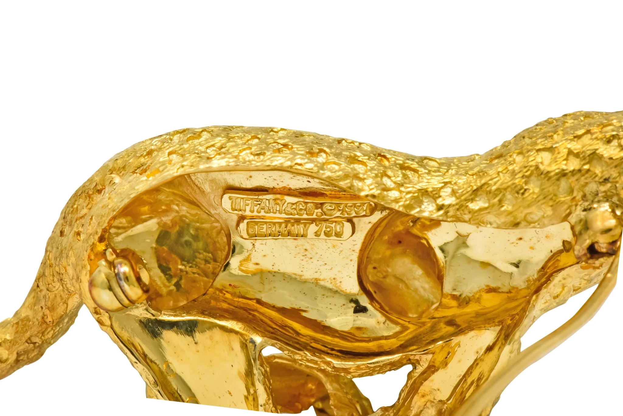 Tiffany & Co. Emerald 18 Karat Yellow Gold Leopard Brooch 1991 - Image 7