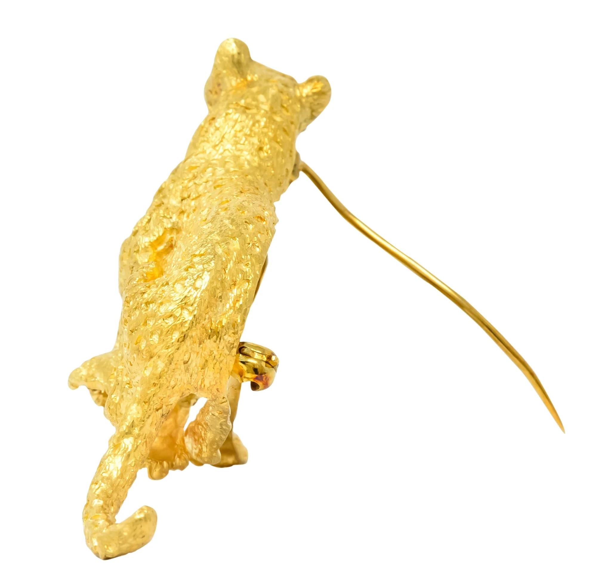 Tiffany & Co. Emerald 18 Karat Yellow Gold Leopard Brooch 1991 - Image 8