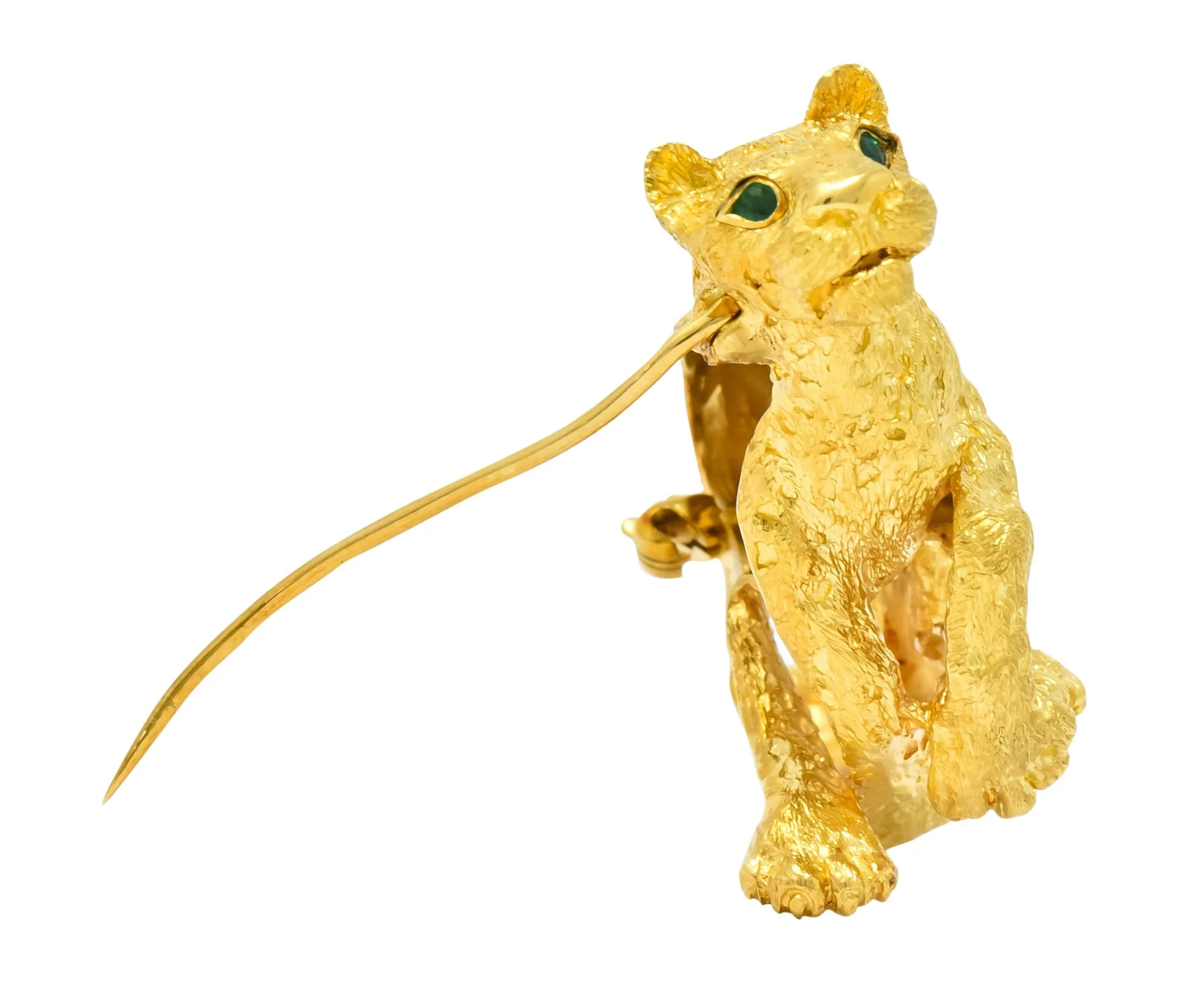 Tiffany & Co. Emerald 18 Karat Yellow Gold Leopard Brooch 1991 - Image 9