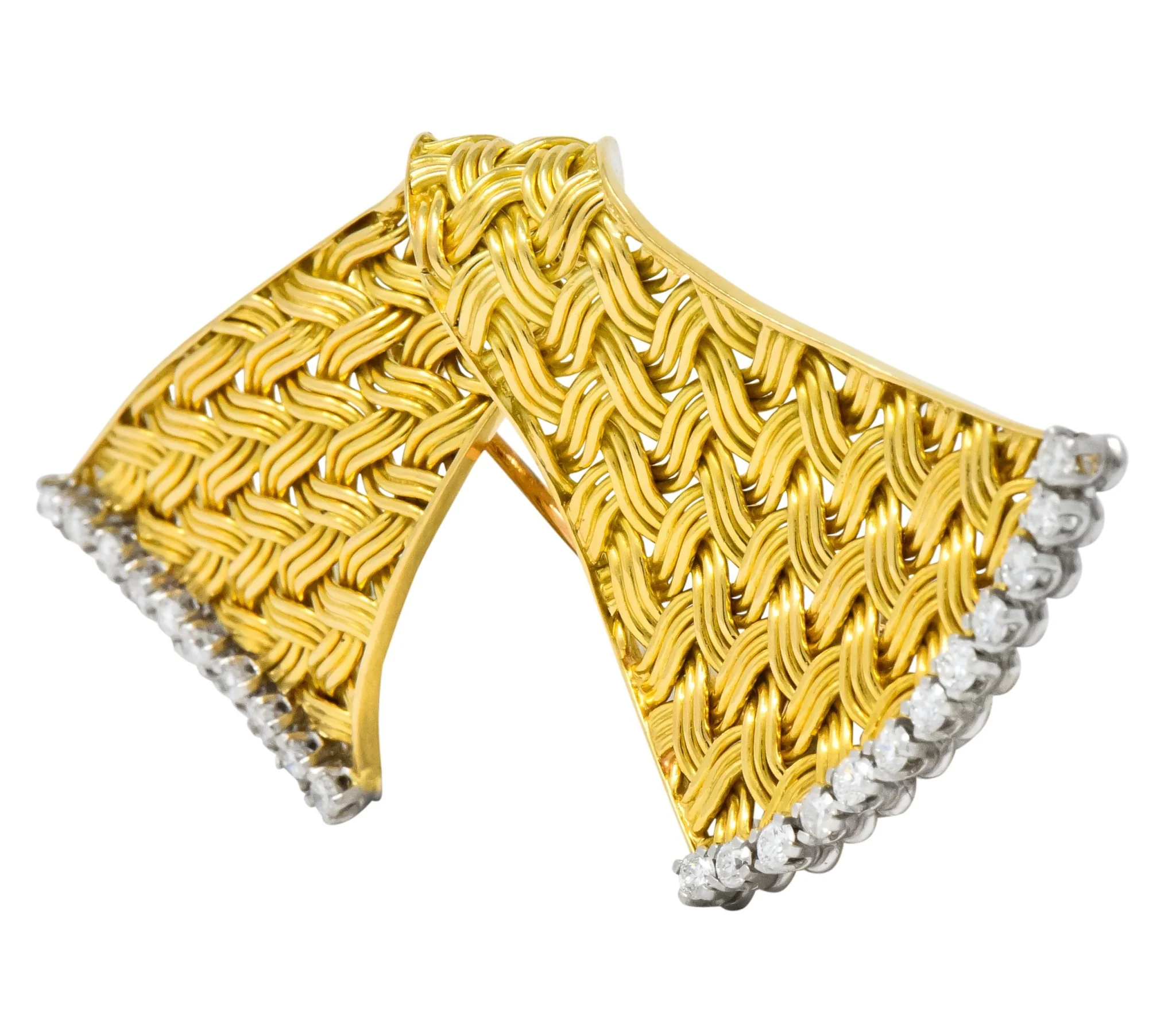 Tiffany & Co. France 0.90 CTW Diamond 18 Karat Gold Brooch - Image 2