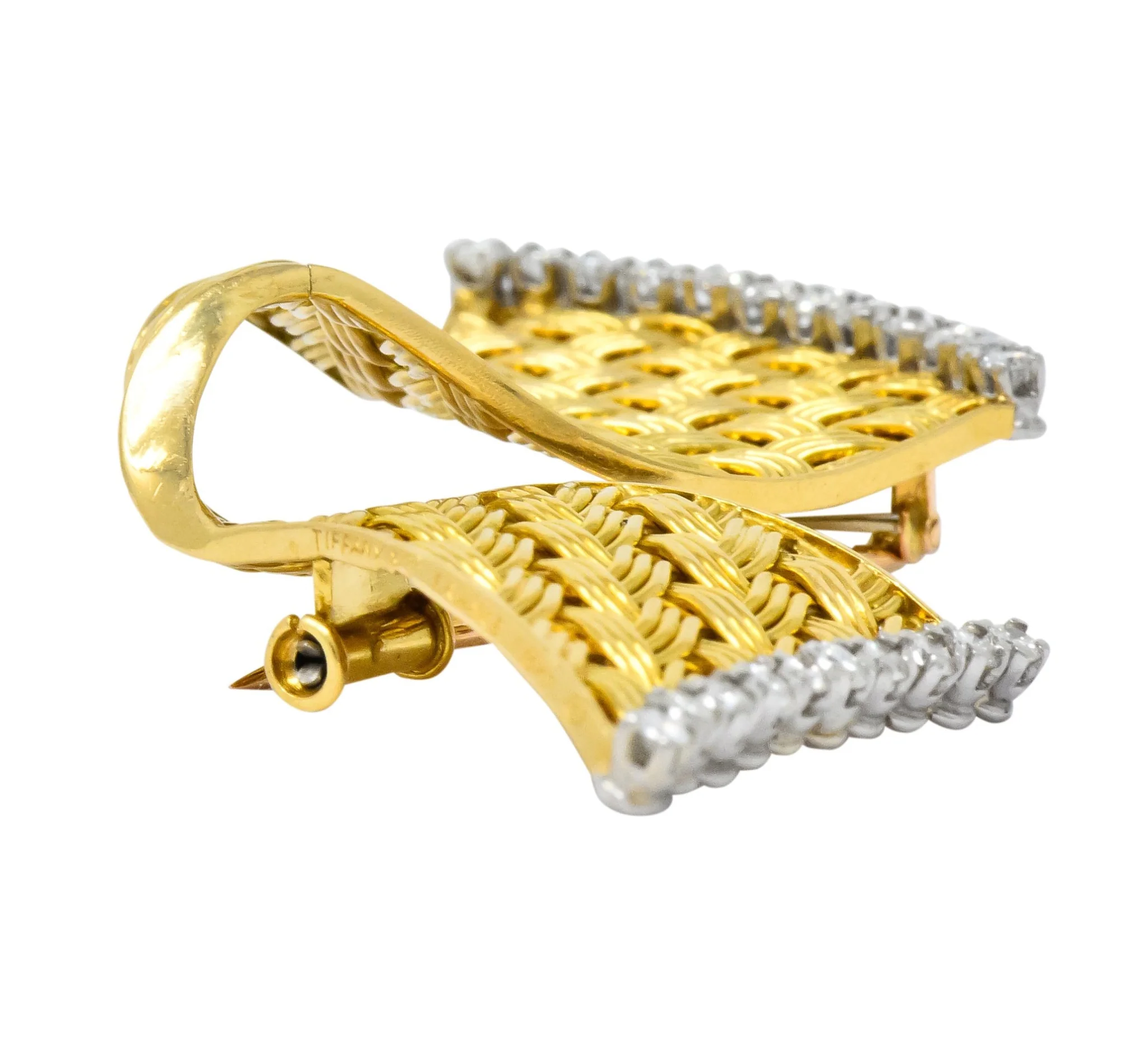 Tiffany & Co. France 0.90 CTW Diamond 18 Karat Gold Brooch - Image 3