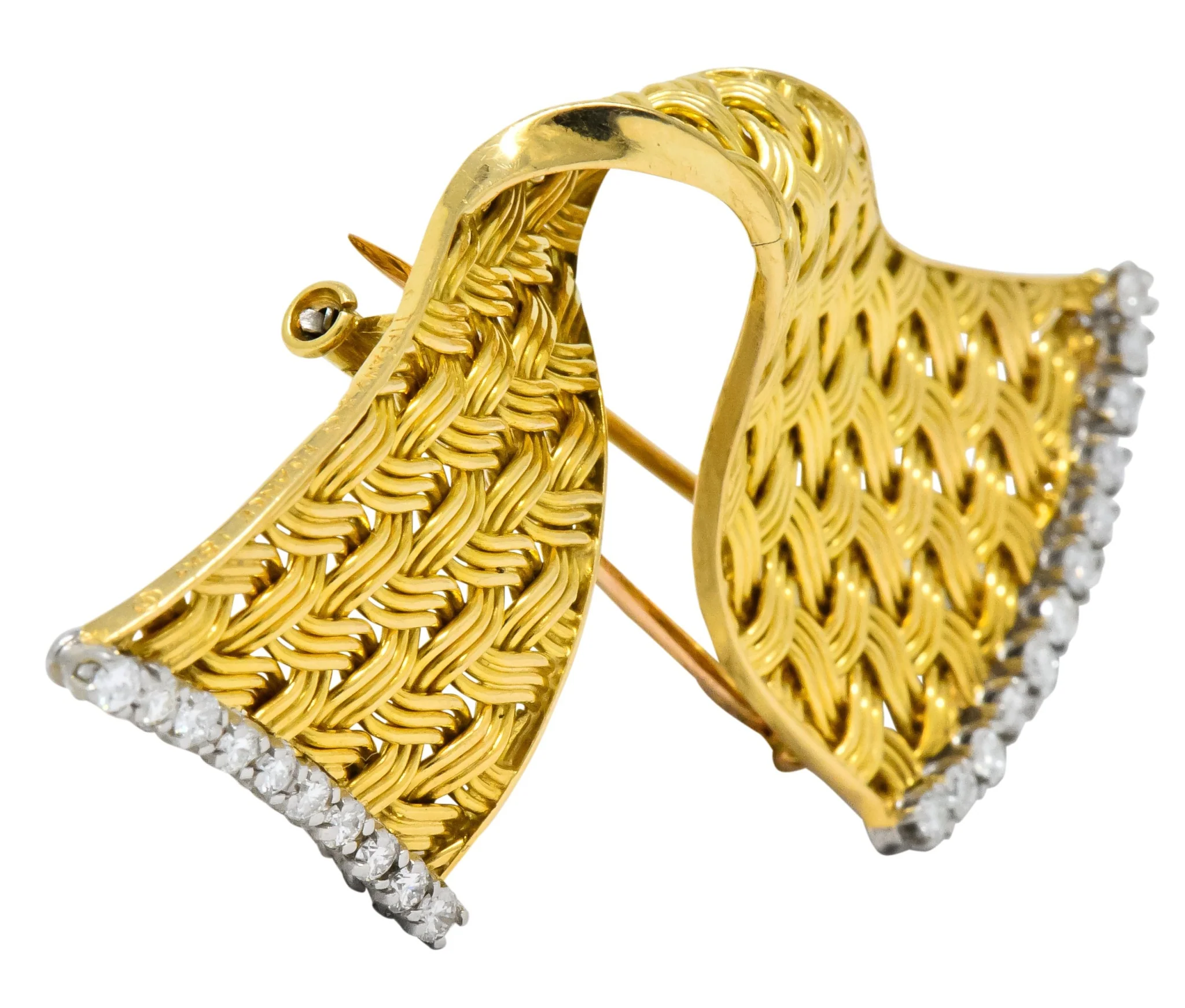 Tiffany & Co. France 0.90 CTW Diamond 18 Karat Gold Brooch - Image 6