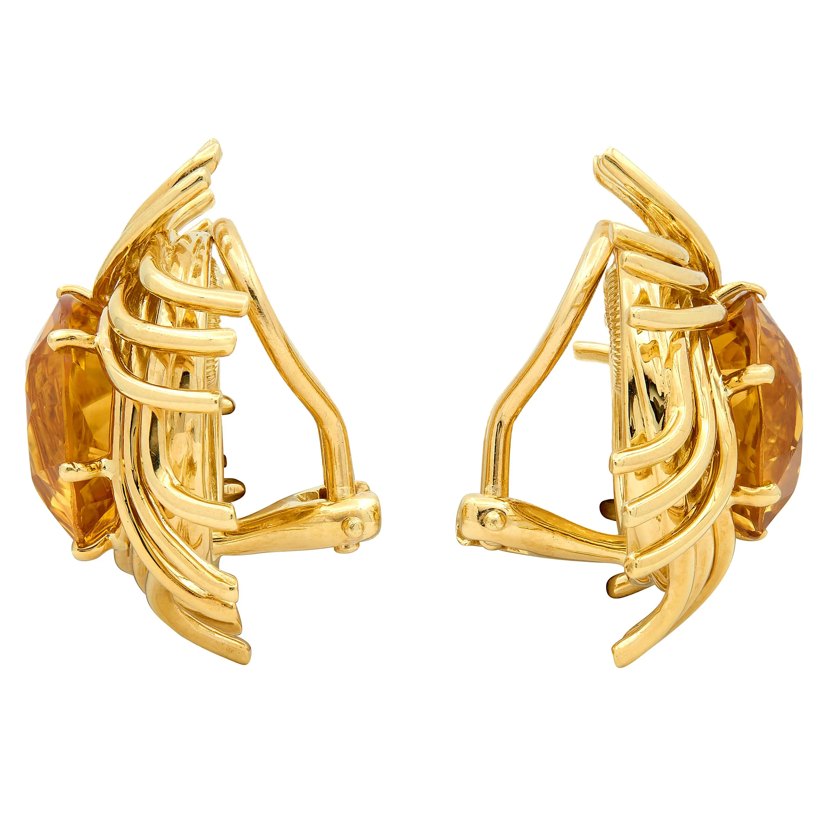Tiffany & Co. Jean Schlumberger 1980's Citrine 18 Karat Yellow Gold Vintage Pinwheel Ear-Clip Earrings - Image 3