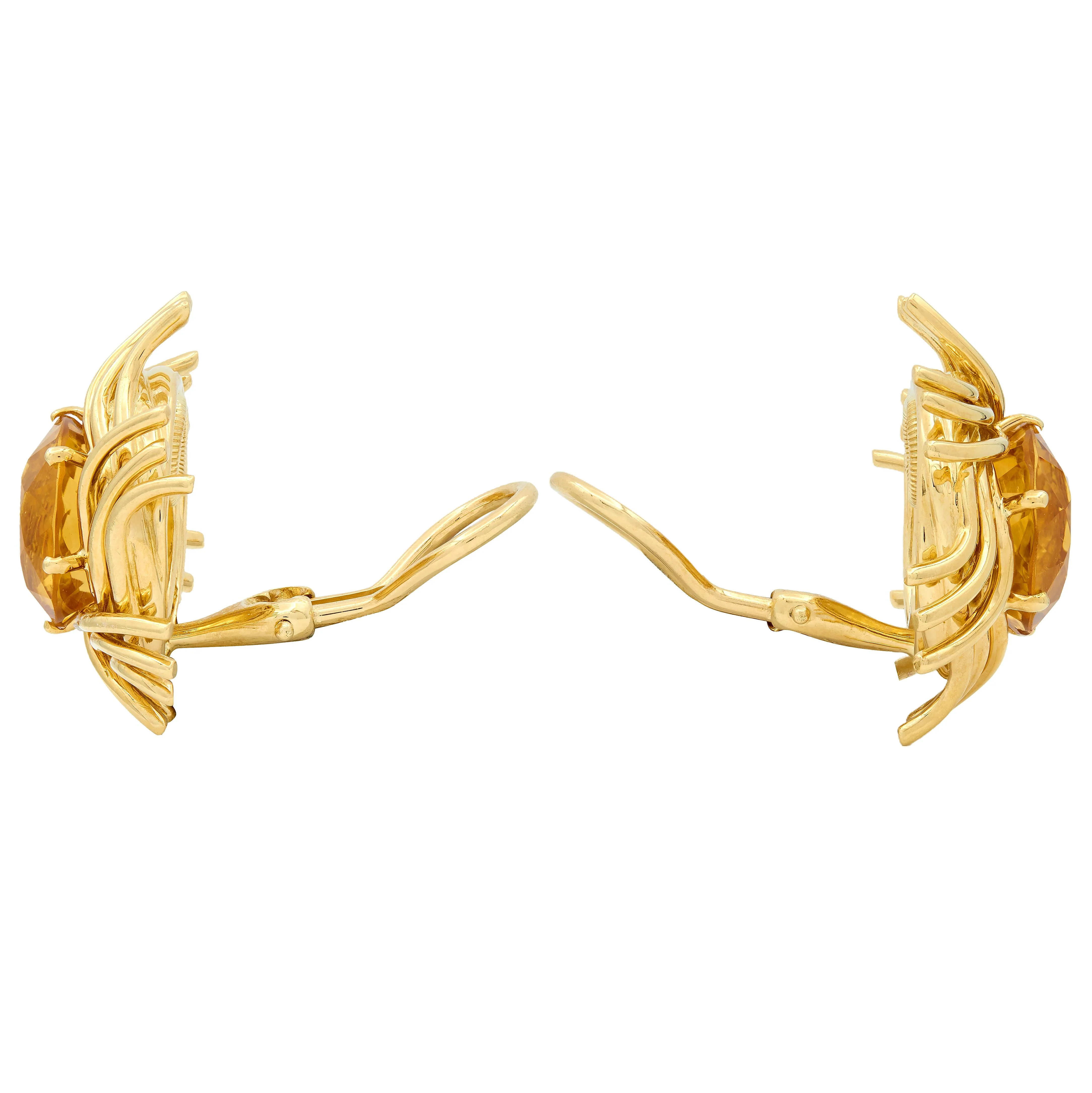 Tiffany & Co. Jean Schlumberger 1980's Citrine 18 Karat Yellow Gold Vintage Pinwheel Ear-Clip Earrings - Image 5