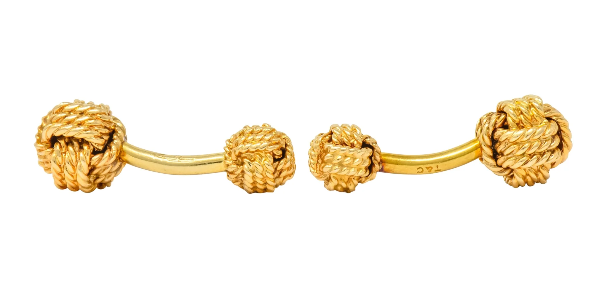 Tiffany & Co. Larter & Sons Mid-Century 14 Karat Gold Men's Knot Cufflinks - Image 4
