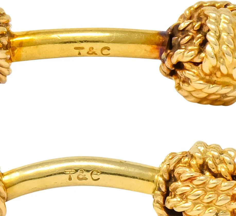 Tiffany & Co. Larter & Sons Mid-Century 14 Karat Gold Men's Knot Cufflinks - Image 5