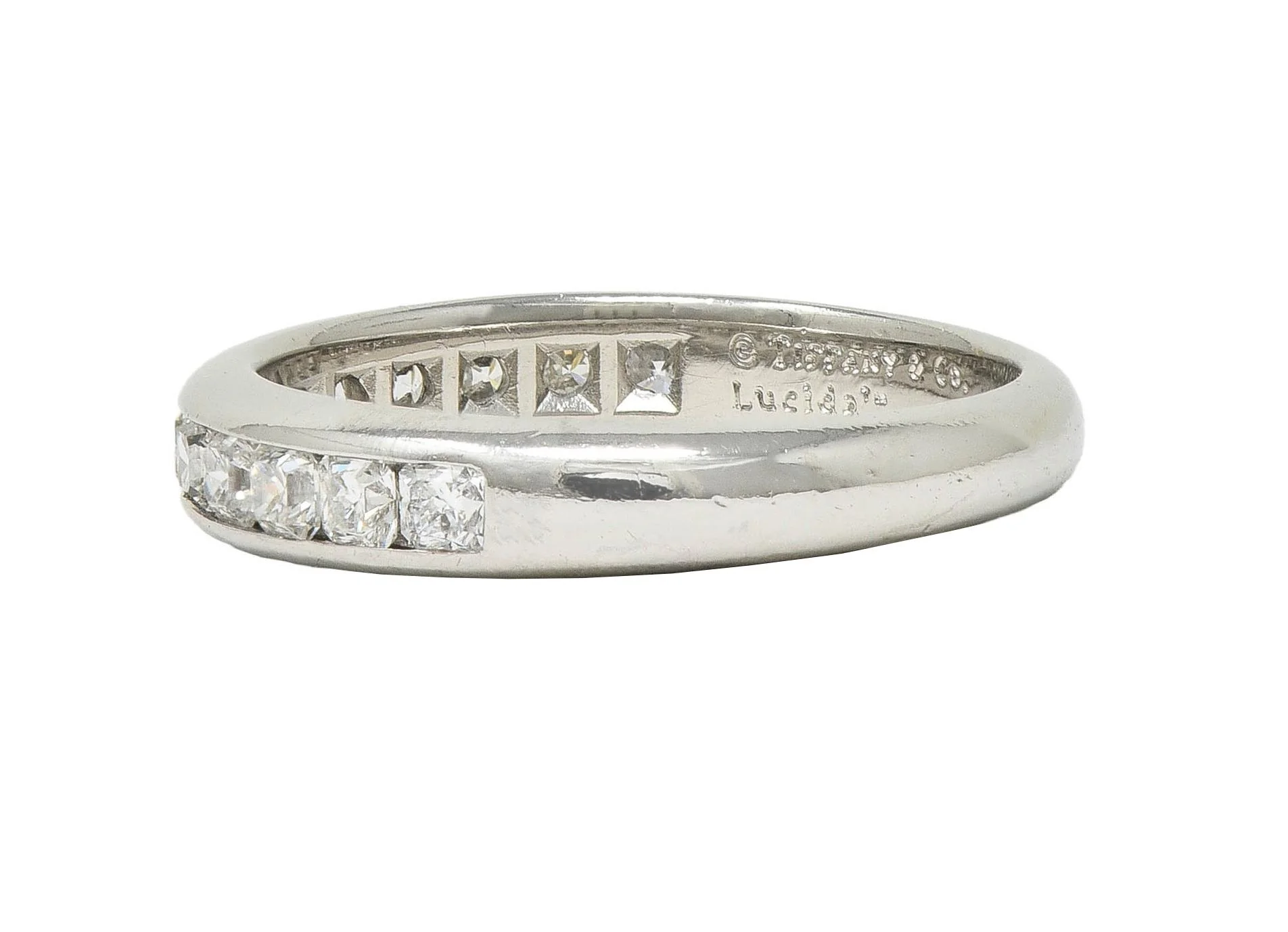 Tiffany & Co. Lucida Cut Diamond Platinum Contemporary Channel Band Ring - Image 5