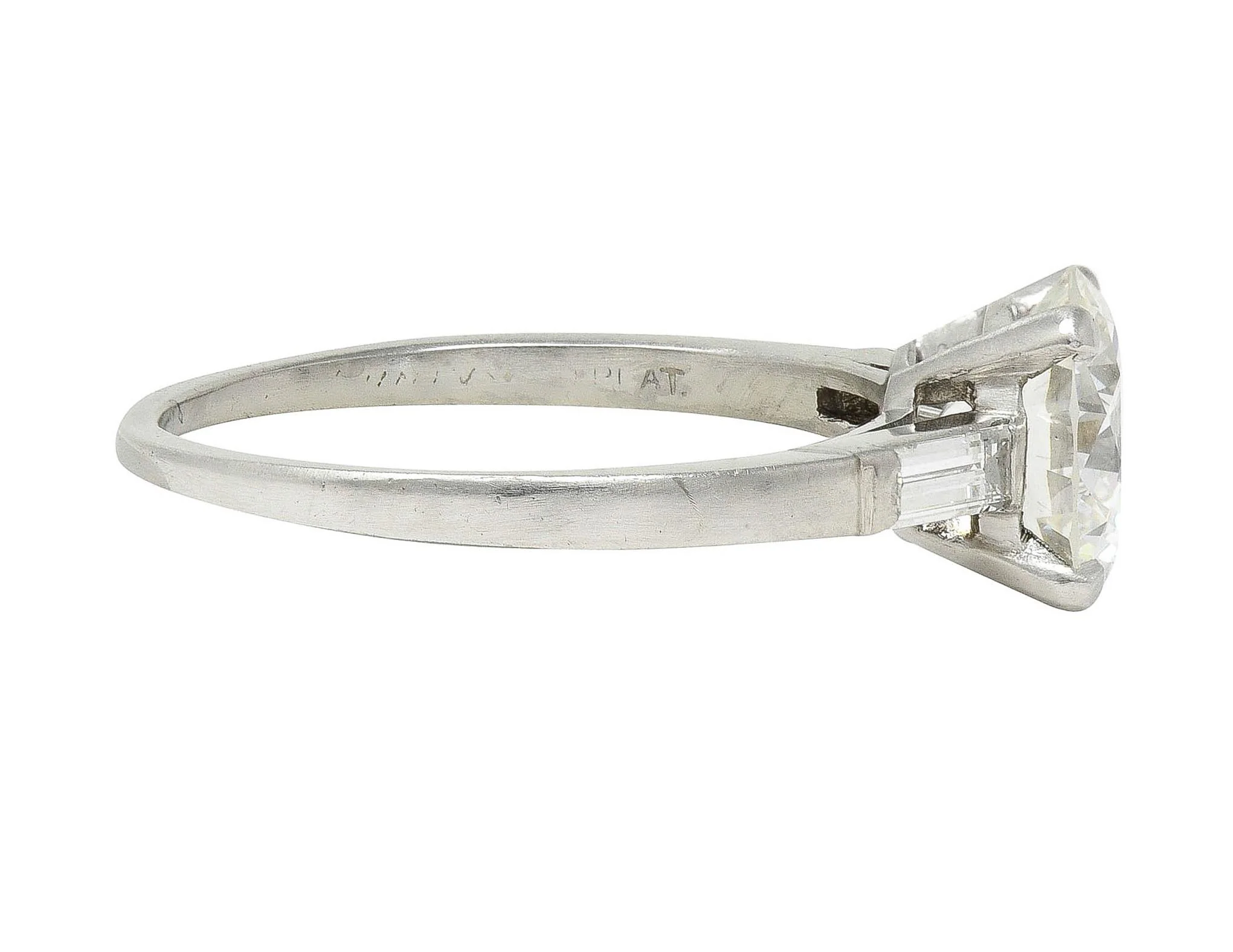 Tiffany & Co. Mid-Century 2.00 CTW Diamond Platinum Three Stone Vintage Engagement Ring GIA - Image 4