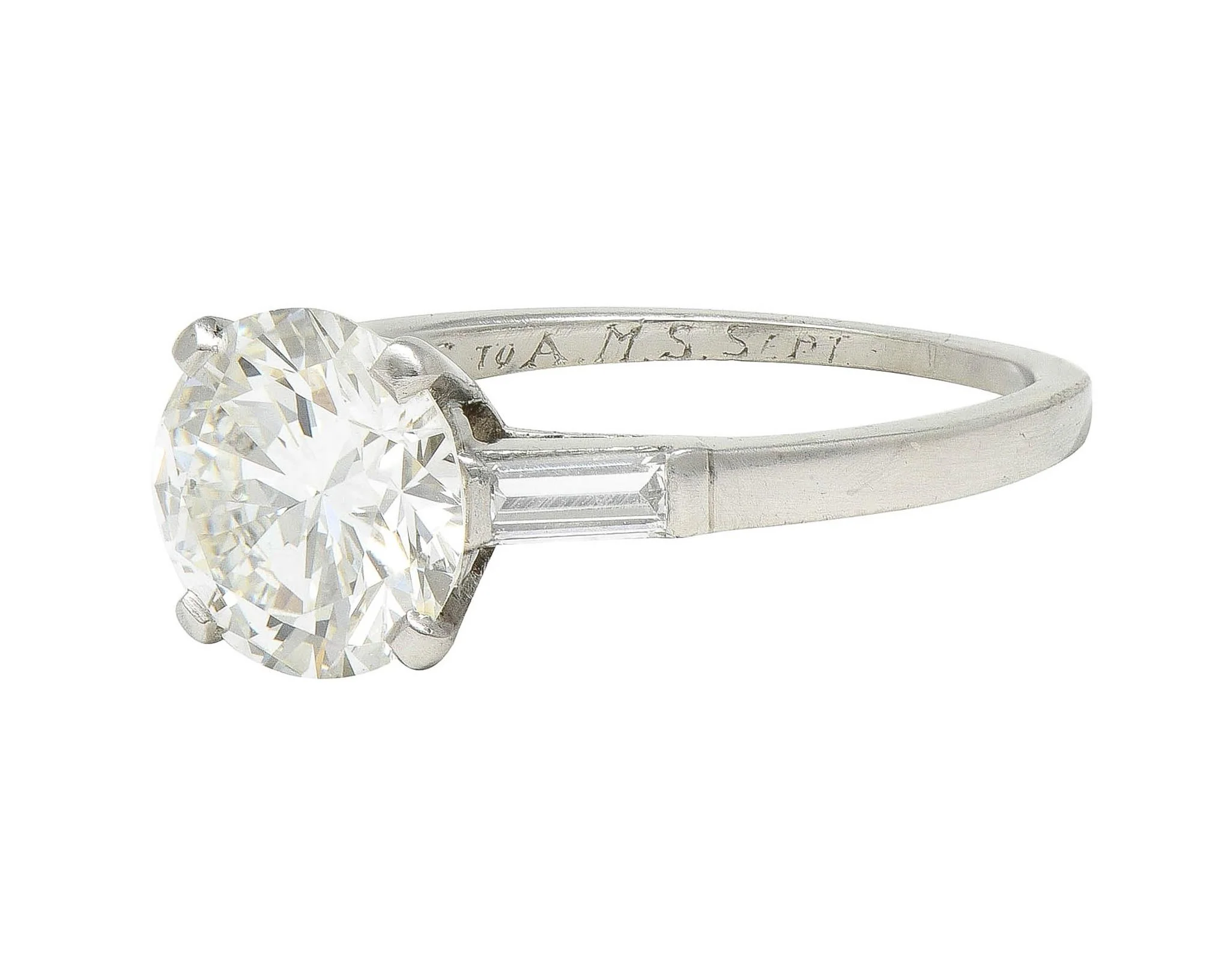 Tiffany & Co. Mid-Century 2.00 CTW Diamond Platinum Three Stone Vintage Engagement Ring GIA - Image 7