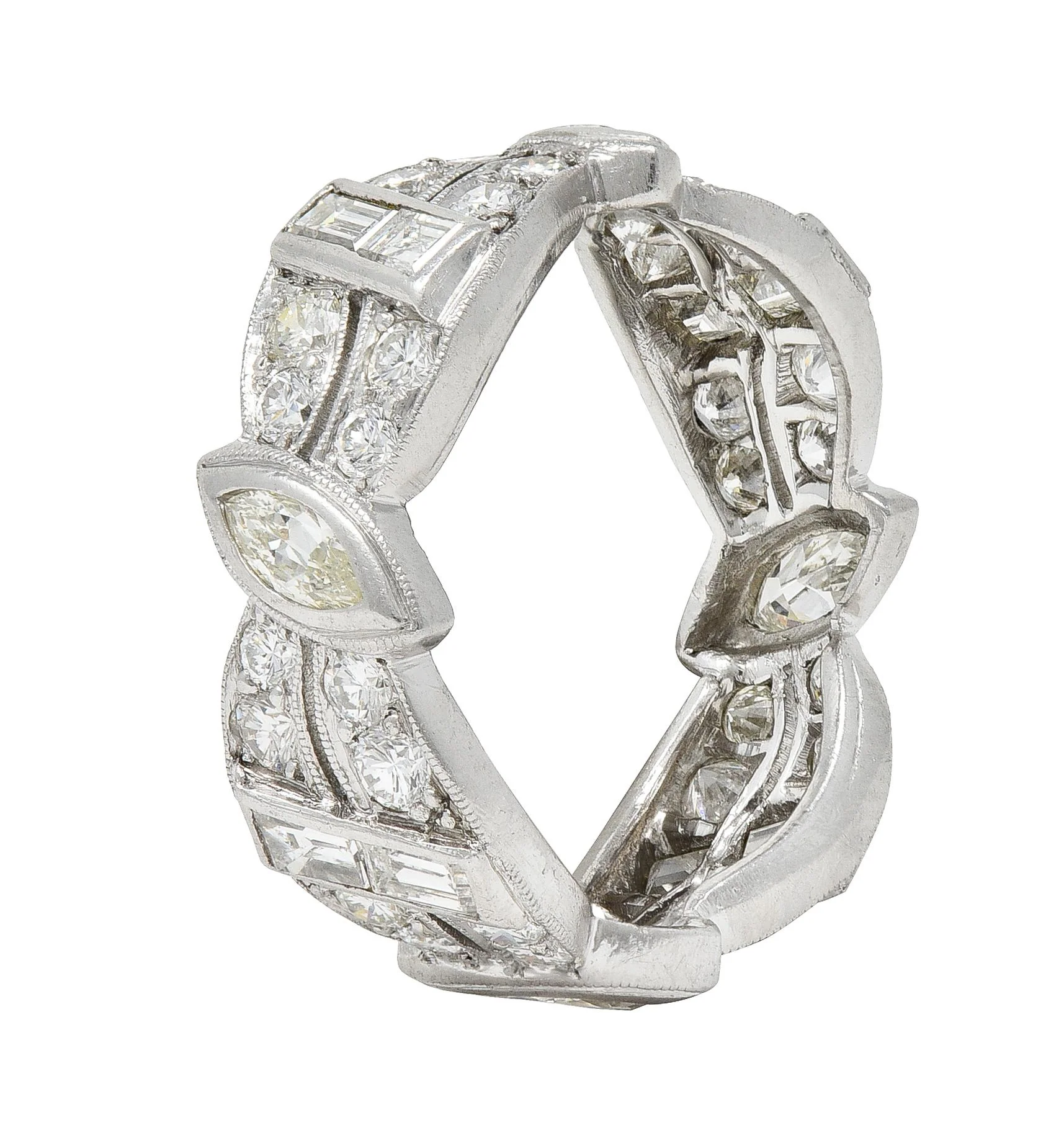 Tiffany & Co. Mid-Century 2.44 CTW Diamond Platinum Marquise Ribbon Band Ring - Image 2